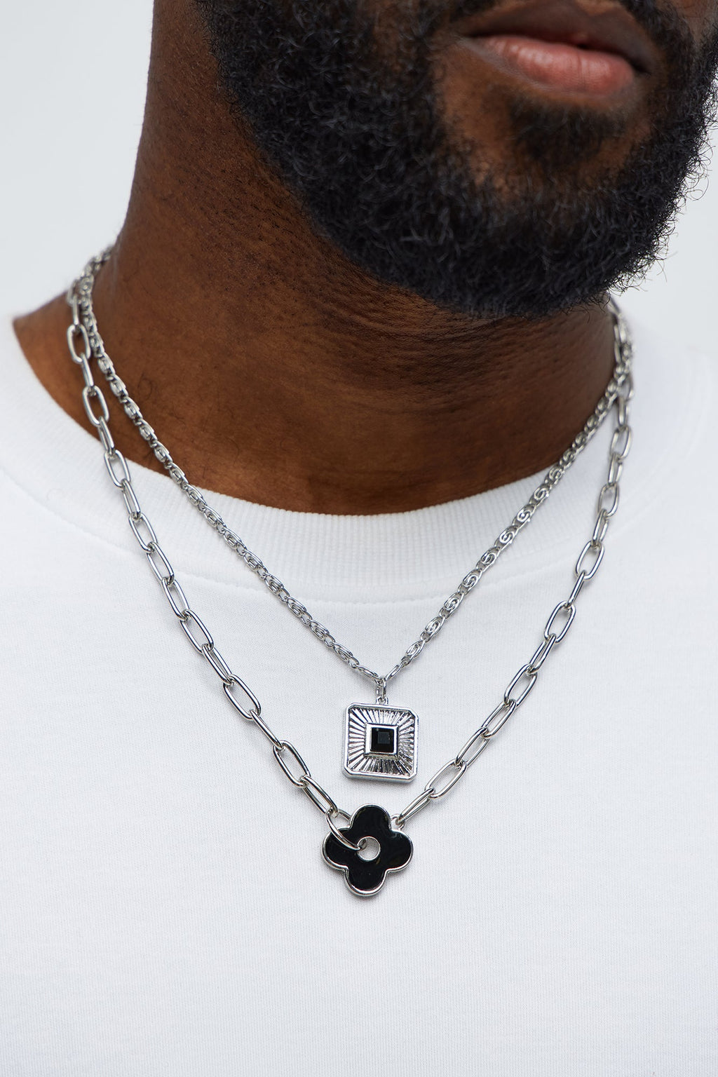 Adornments Pendant Necklace Set - Silver