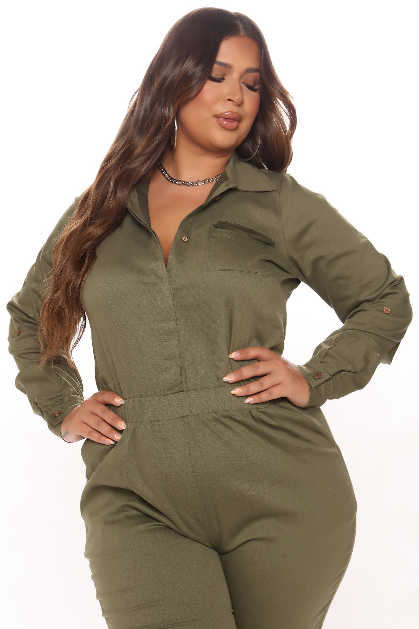 Aviator Babe Jumpsuit - Olive