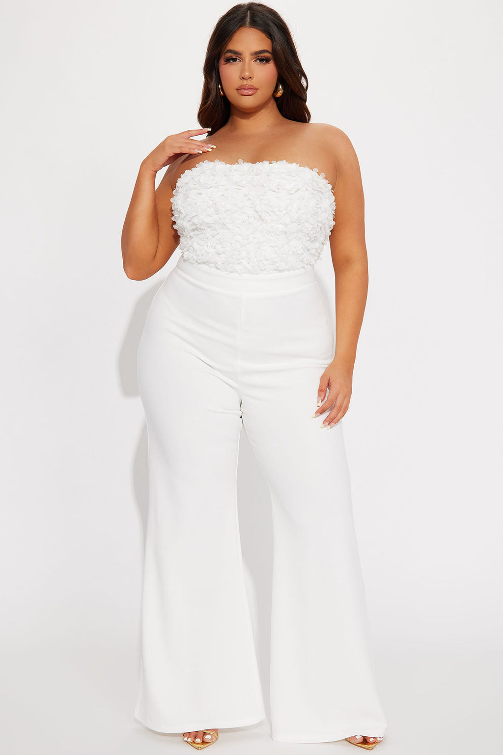 Diana 3D Floral Jumpsuit - White