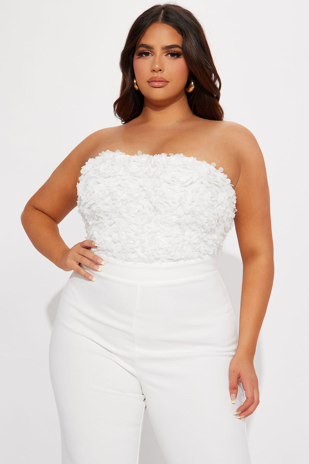 Diana 3D Floral Jumpsuit - White