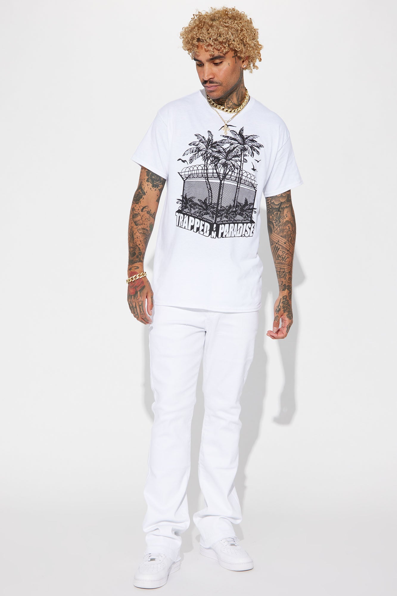 Cornell Stacked Skinny Flare Jeans - White