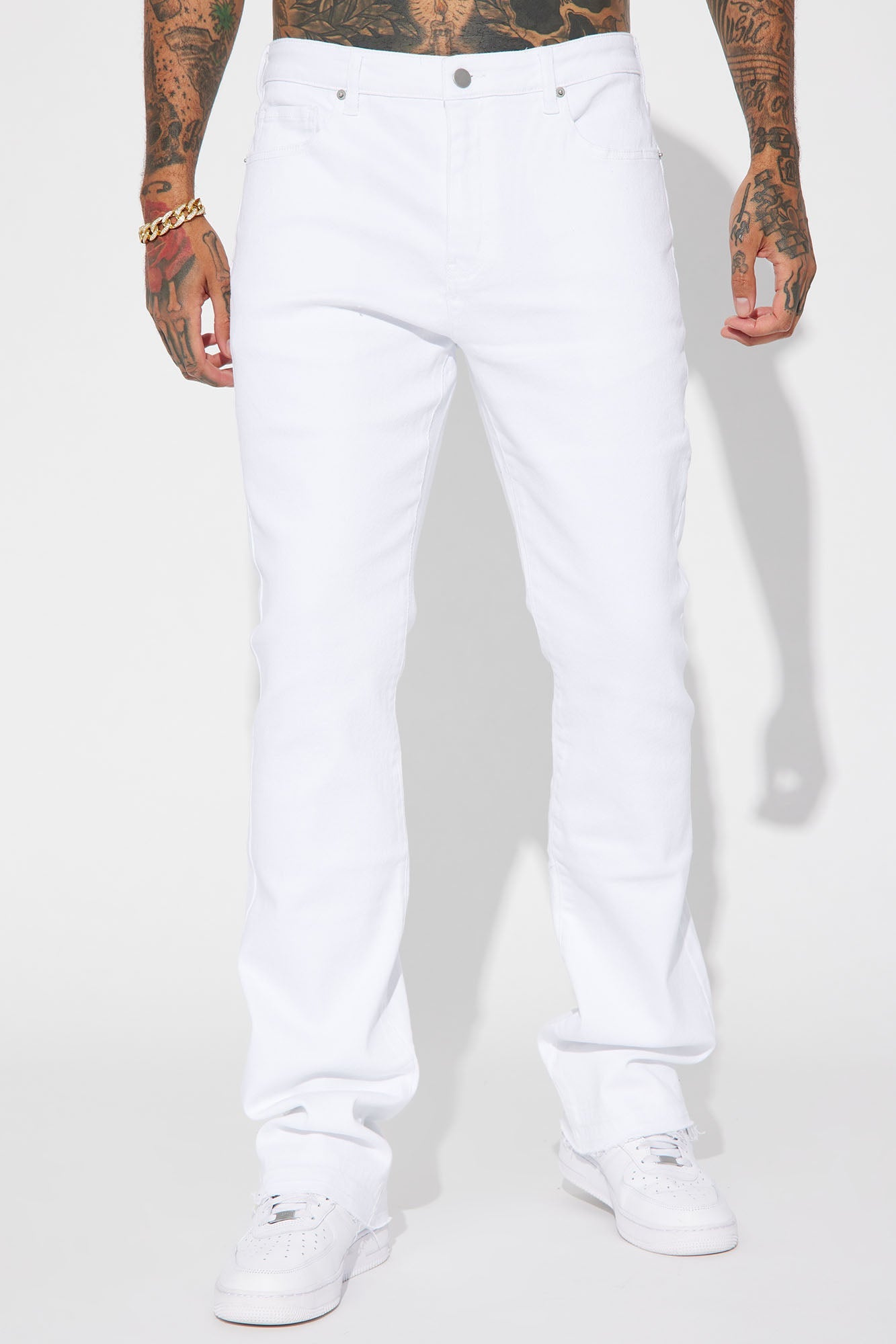 Cornell Stacked Skinny Flare Jeans - White