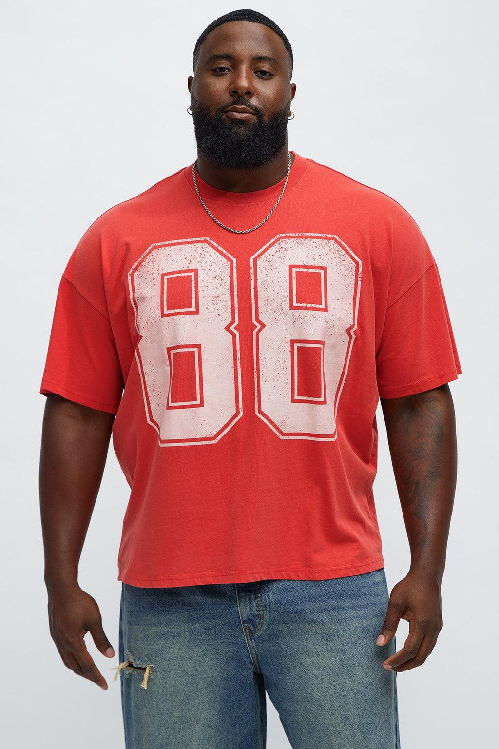 88 Oversized Short Sleeve Tee - Red