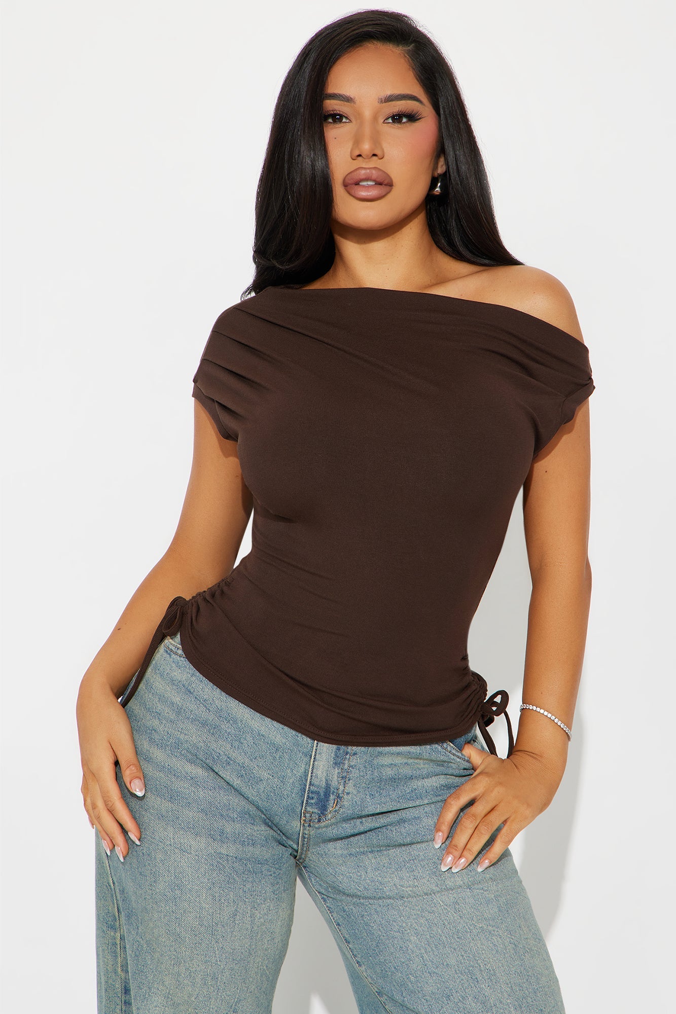 Vera One Shoulder Top - Chocolate