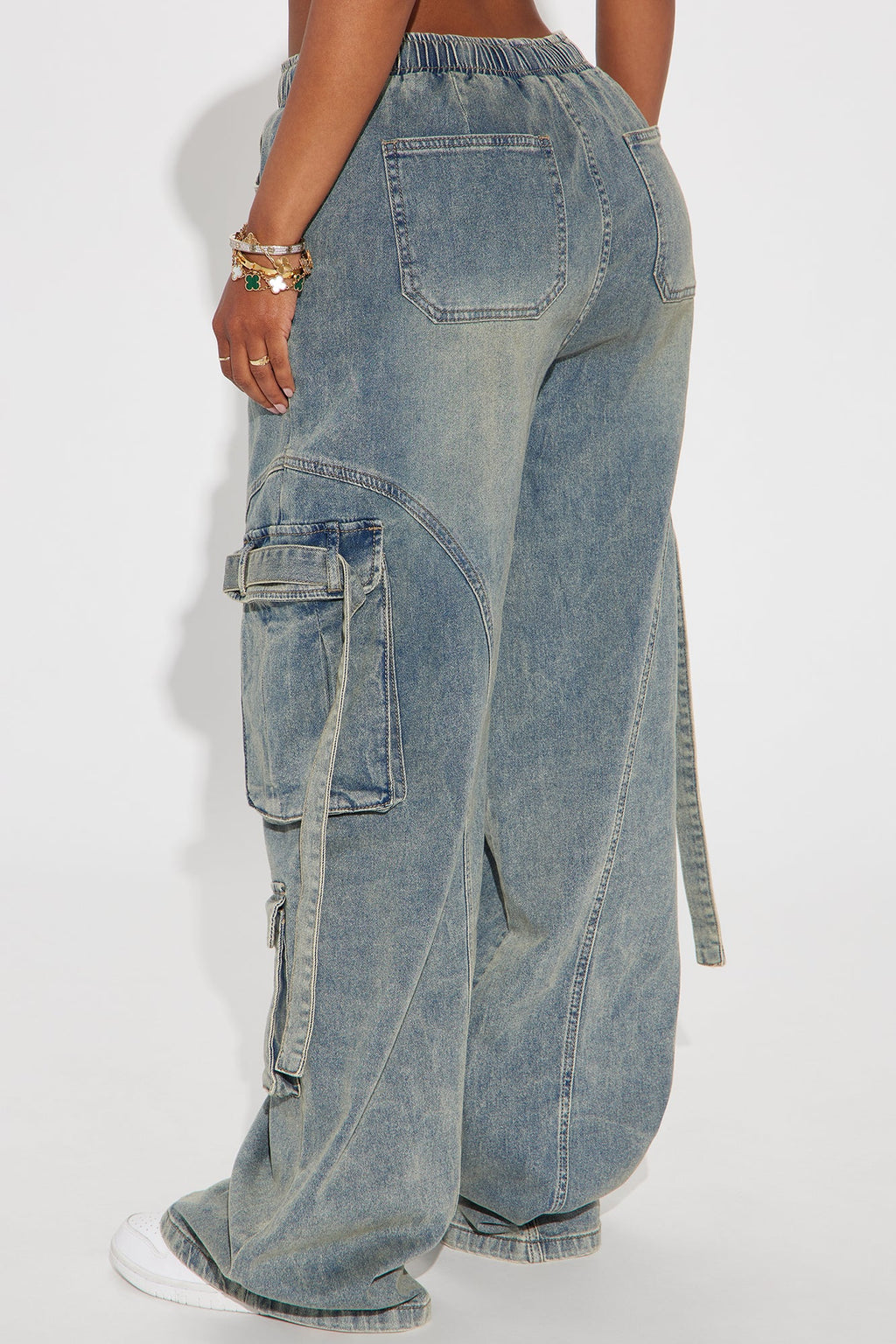 Met My Match Baggy Cargo Jeans - Vintage Wash