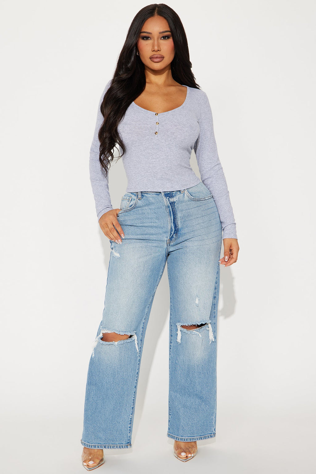 Ryder Ribbed Top - Heathered Grey