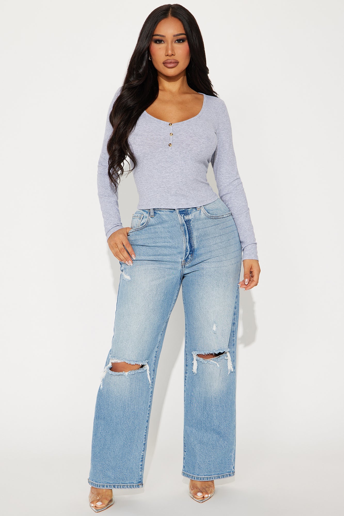 Ryder Ribbed Top - Heathered Grey