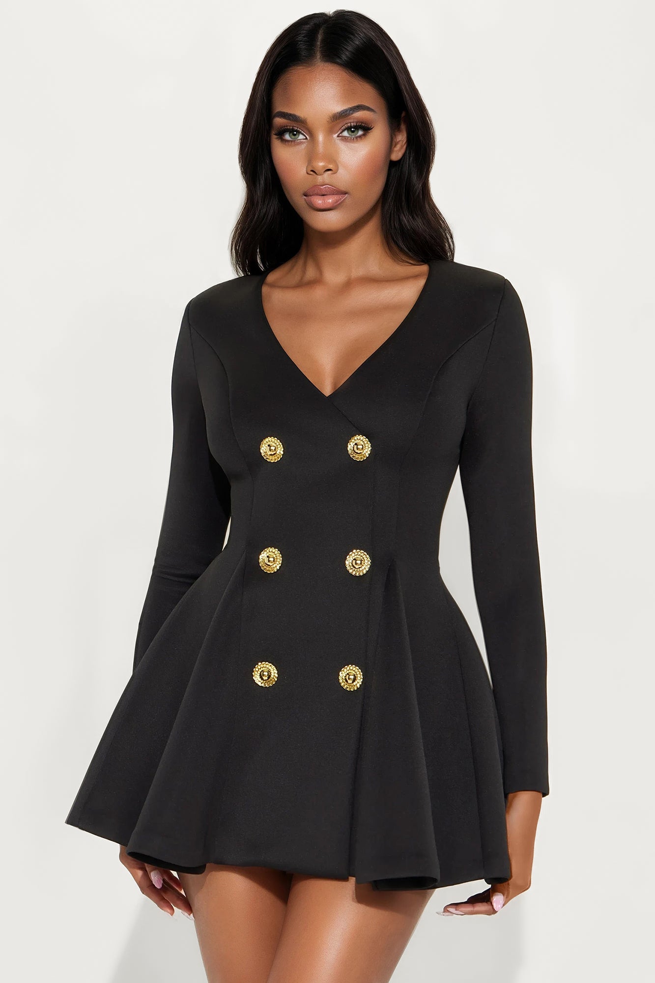 Queen Of Everything Long Sleeve Mini Dress - Black
