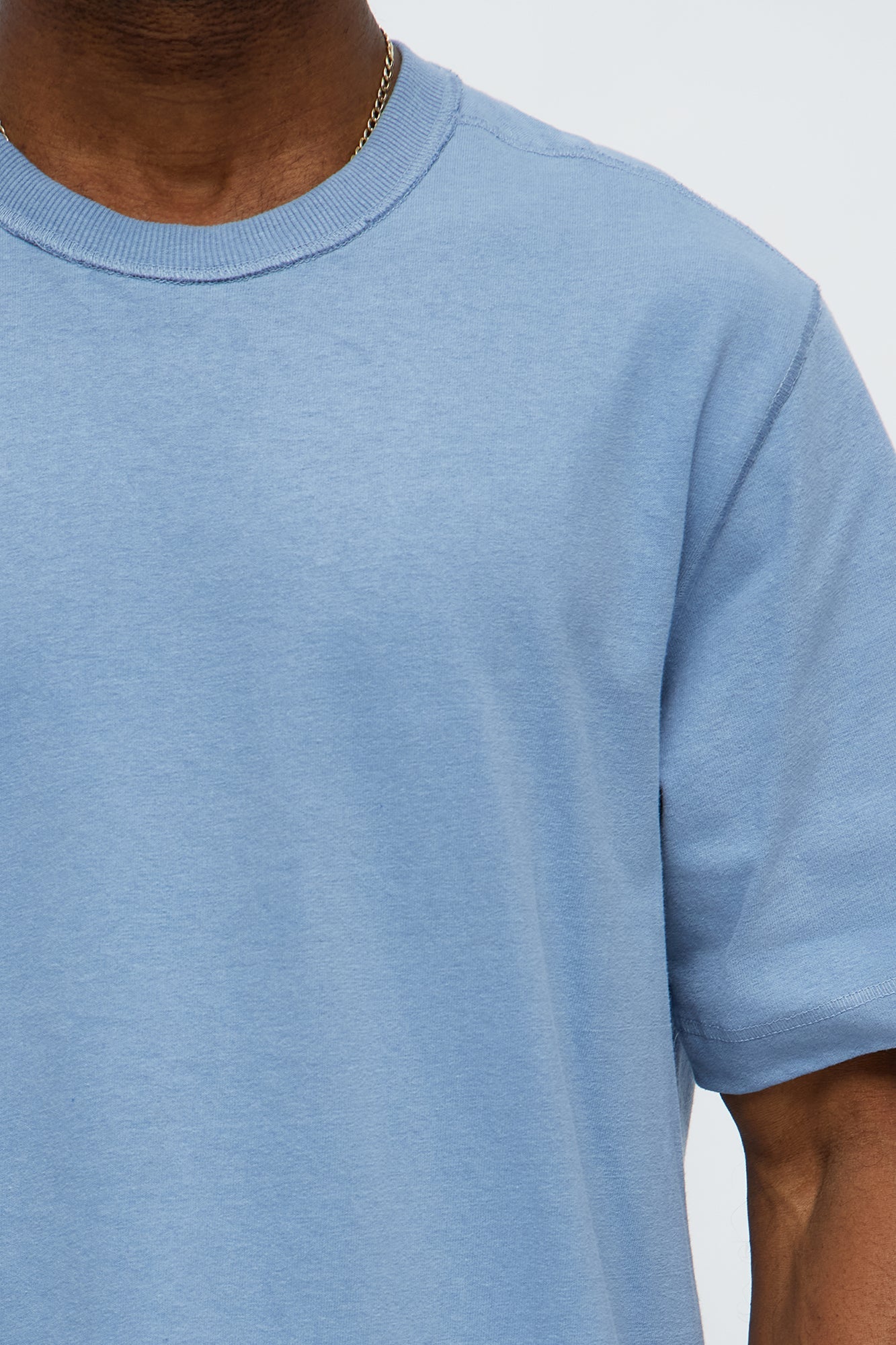Reverse Seam Cotton Short Sleeve Crew - Light Blue