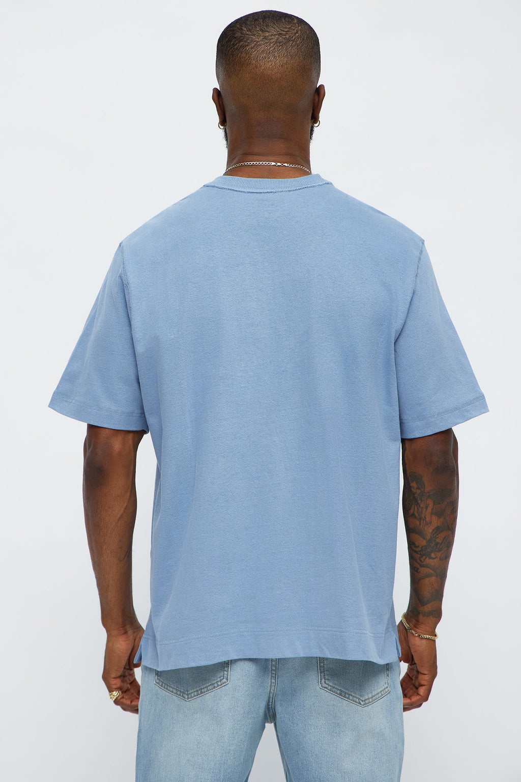 Reverse Seam Cotton Short Sleeve Crew - Light Blue