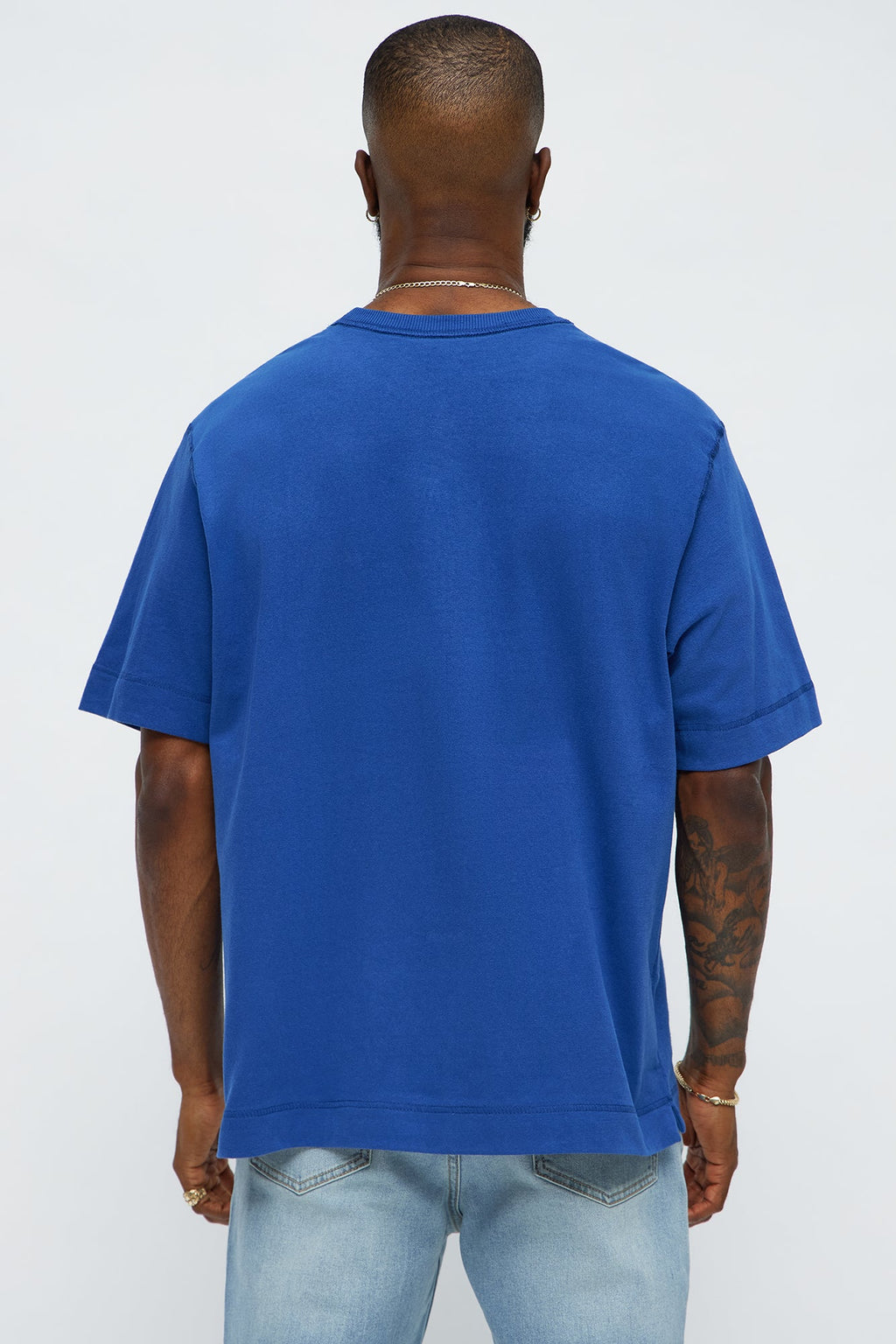 Reverse Seam Cotton Short Sleeve Crew - Blue Wash