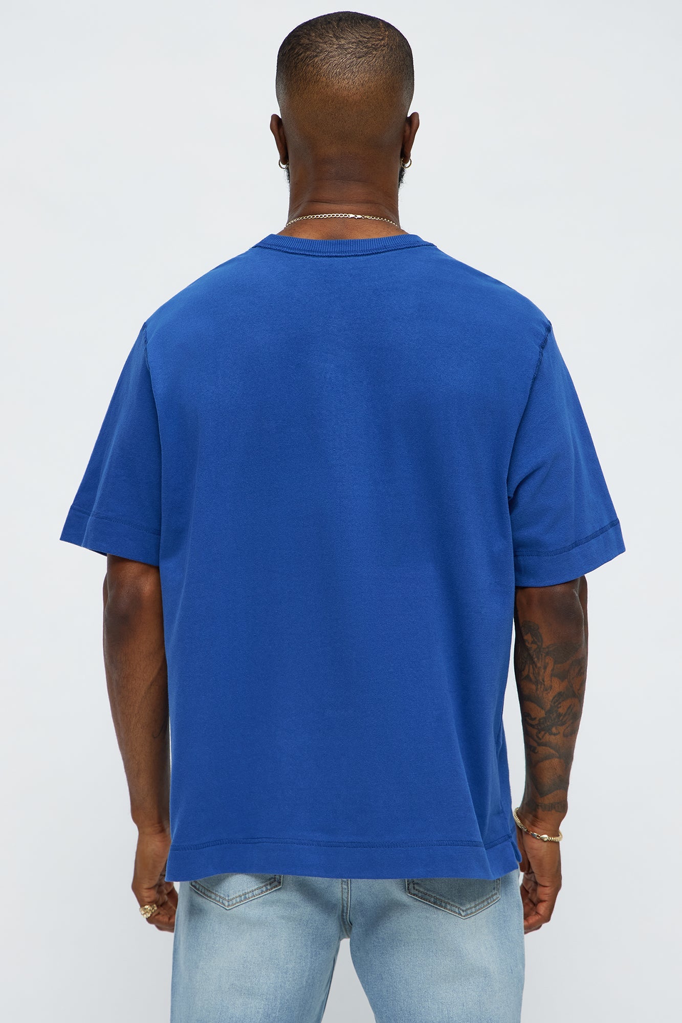 Reverse Seam Cotton Short Sleeve Crew - Blue Wash