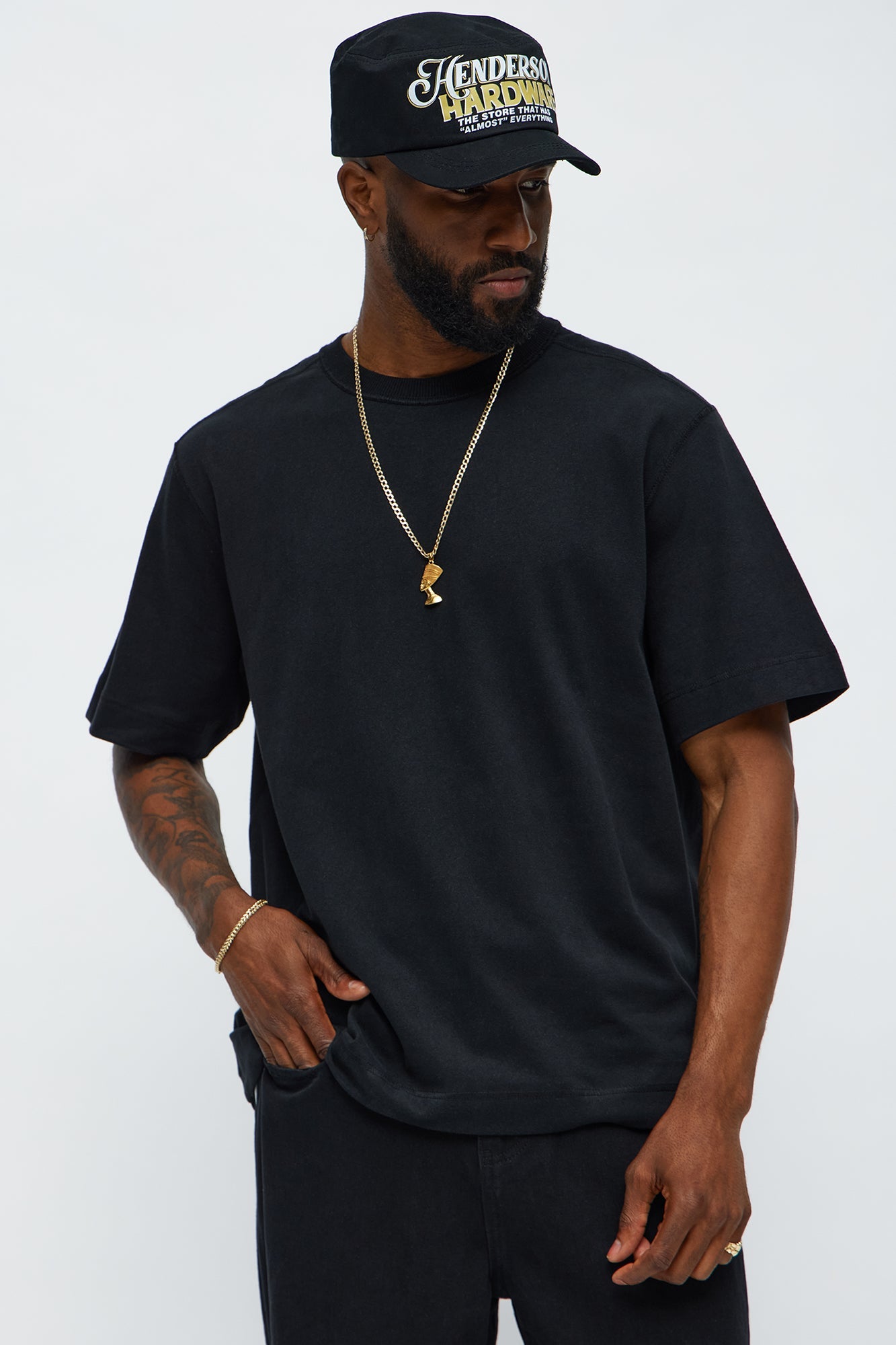 Reverse Seam Cotton Short Sleeve Crew - Black Wash