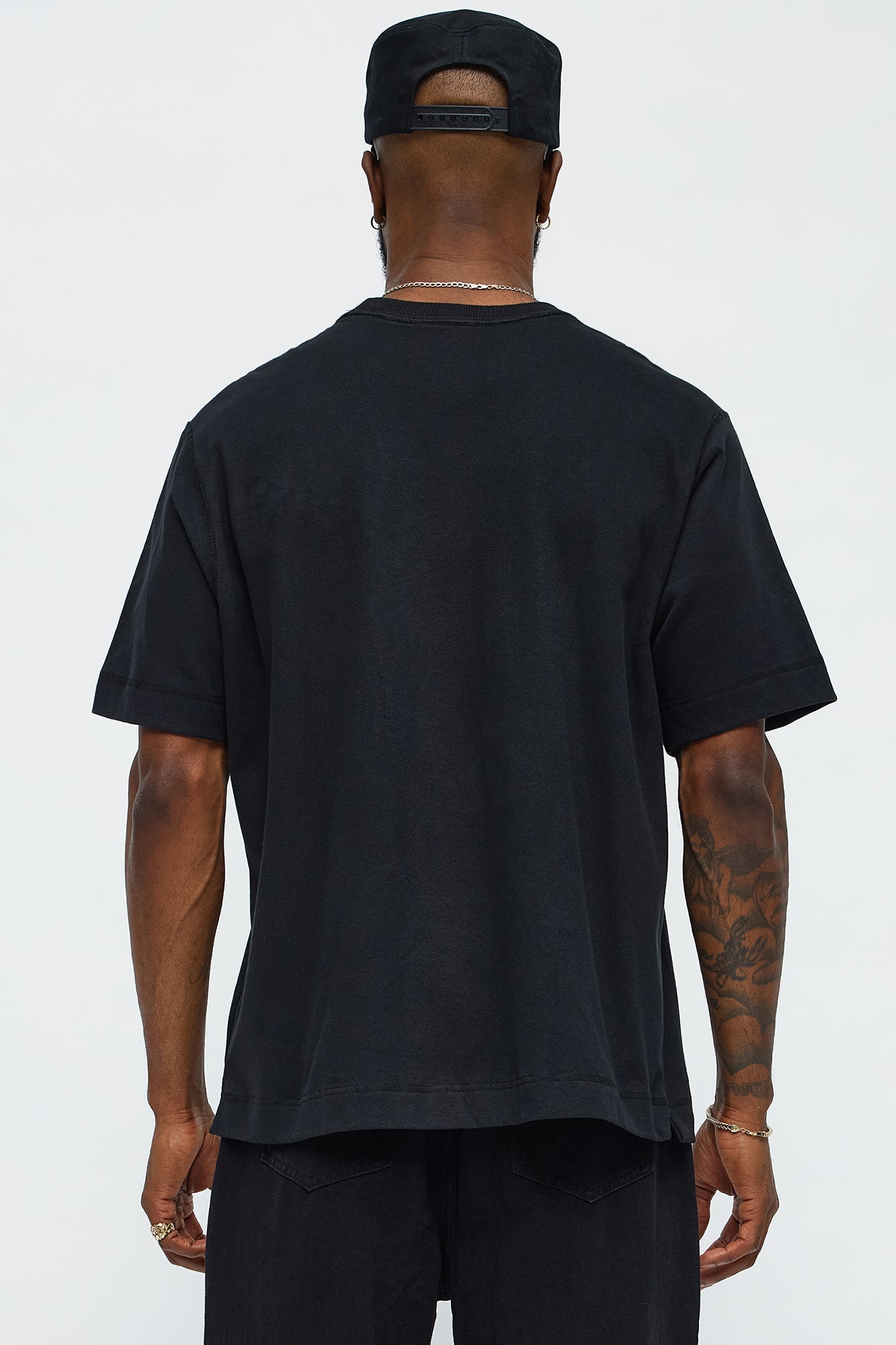 Reverse Seam Cotton Short Sleeve Crew - Black Wash