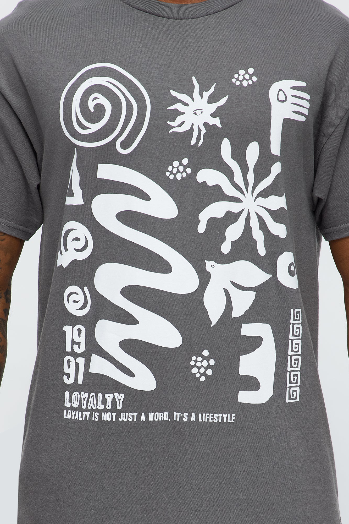 Abstract Artwork Collage Short Sleeve Tee - Charcoal