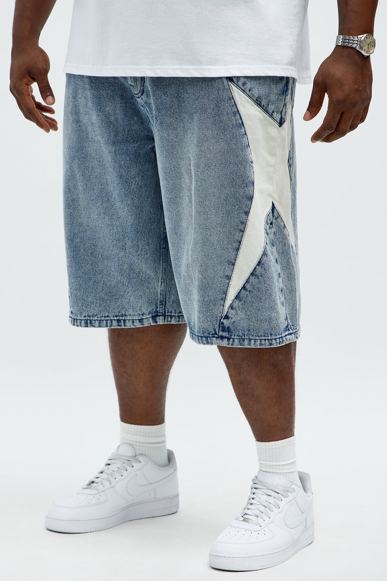 Baggy Side Star Denim Short - Medium Blue Wash