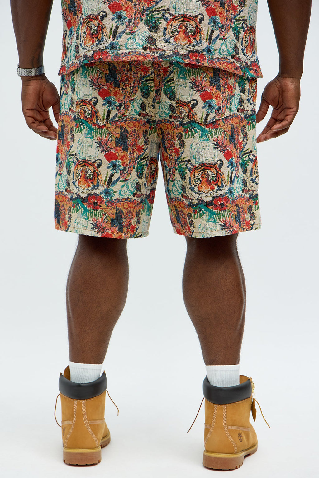 Relaxed Ansel Tapestry Carpenter Denim Shorts  - Blue/combo