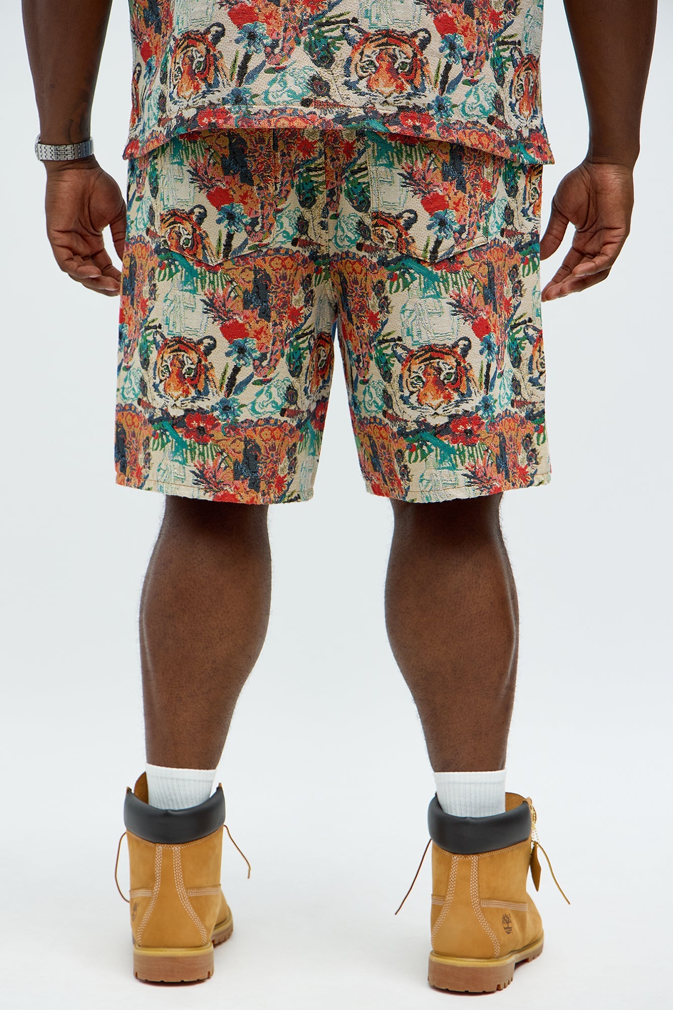 Relaxed Ansel Tapestry Carpenter Denim Shorts  - Blue/combo