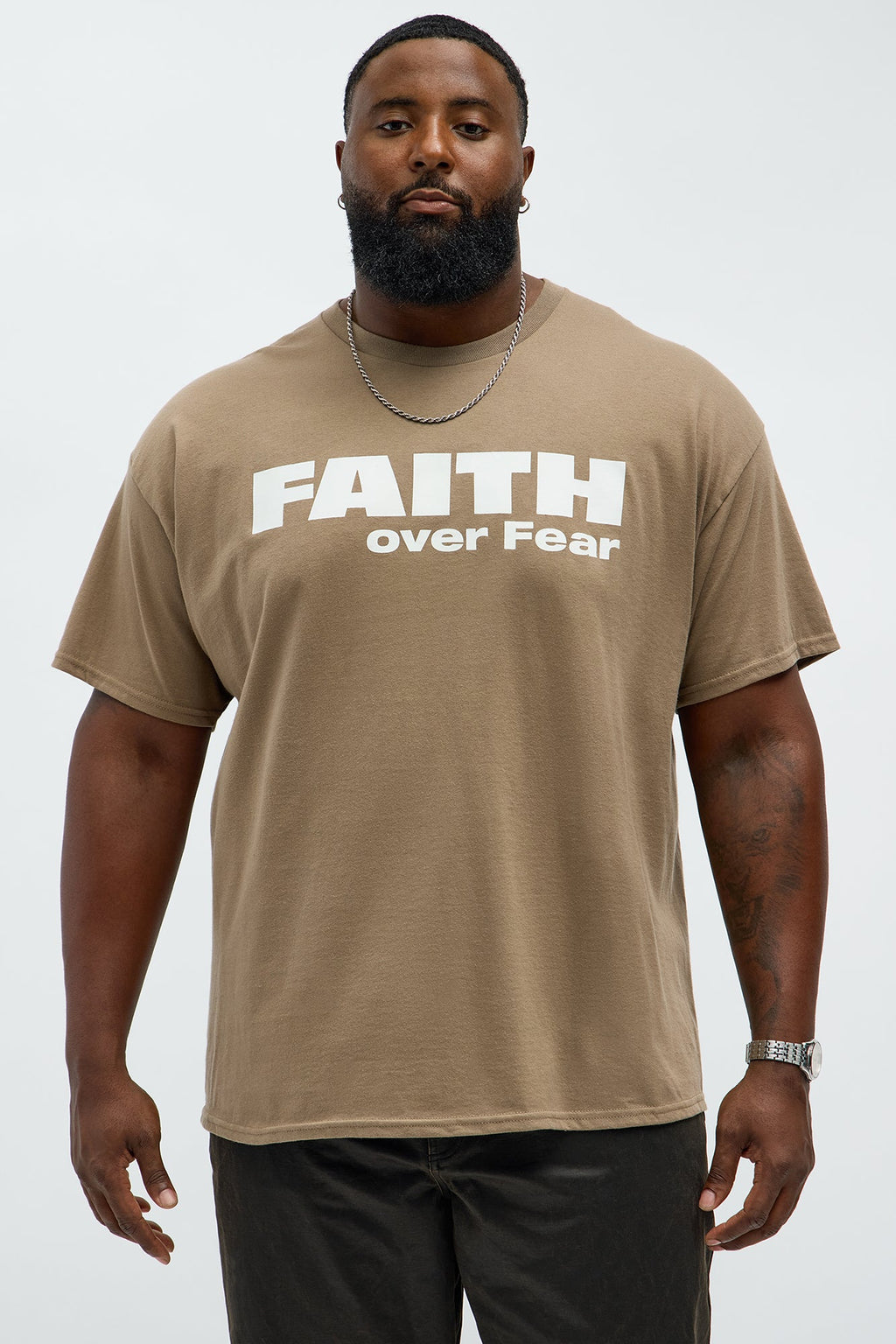 Faith Over Everything Short Sleeve Tee - Charcoal