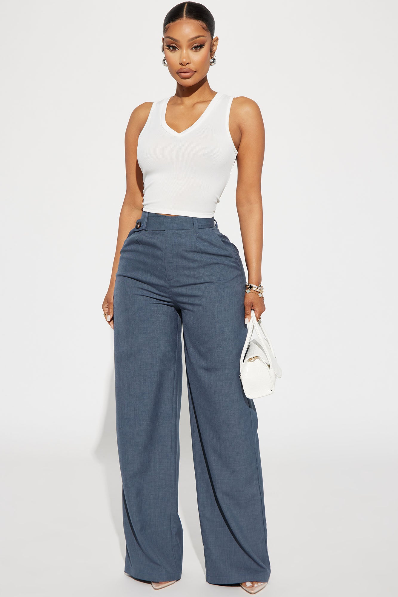 Charlie V-Neck Tank Top - White