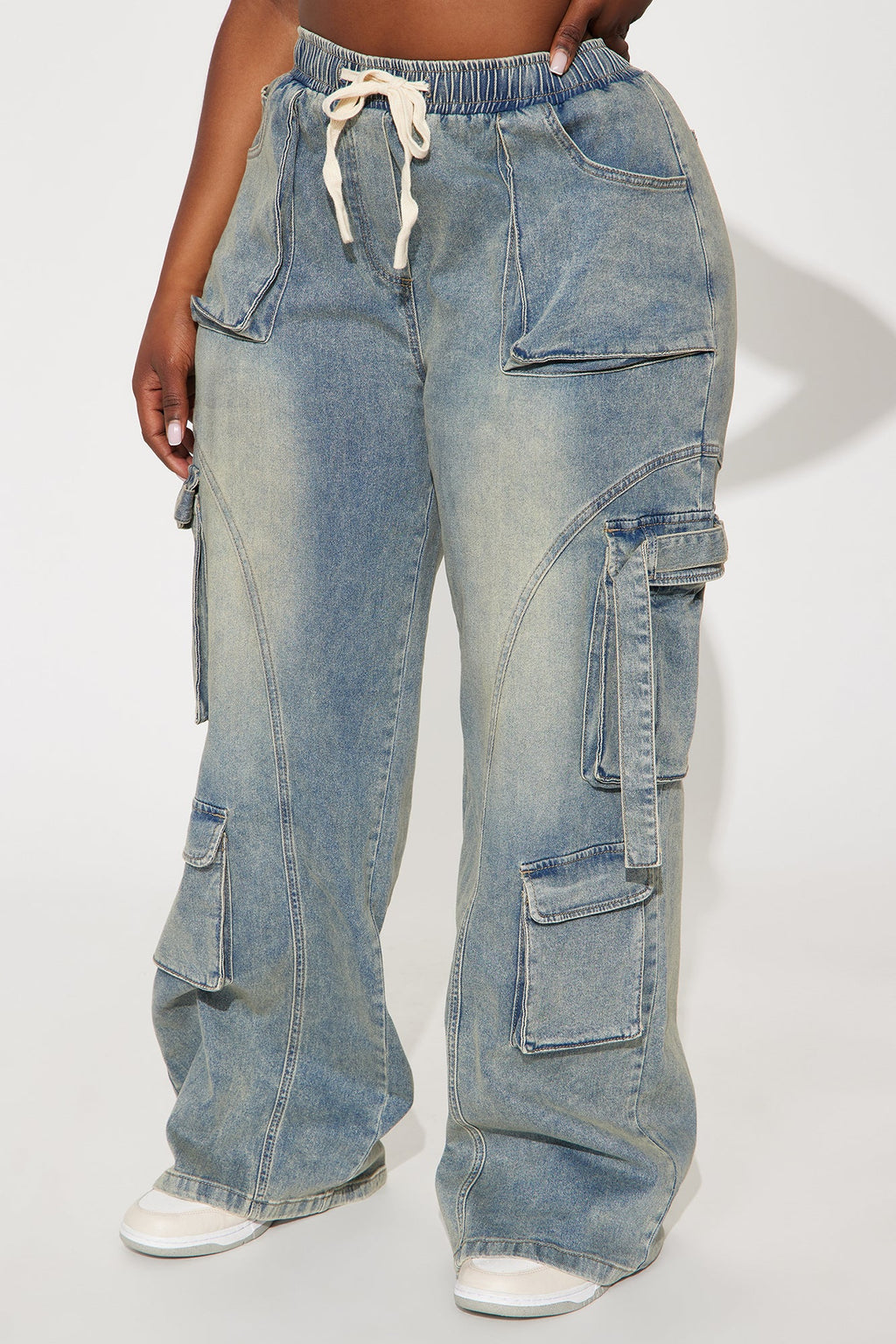 Met My Match Baggy Cargo Jeans - Vintage Wash