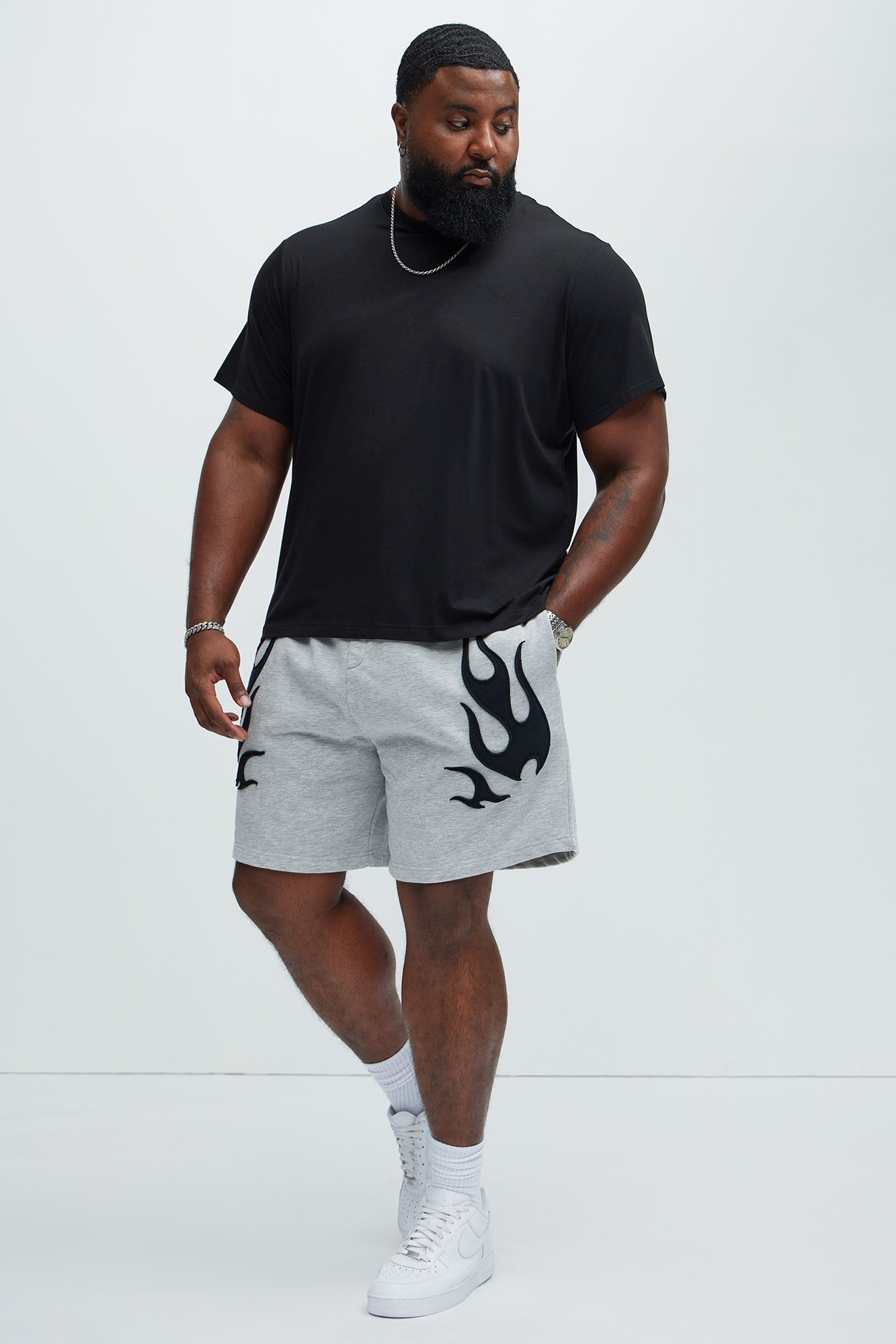 Flame Time Tyson Relaxed Shorts - Heather Grey