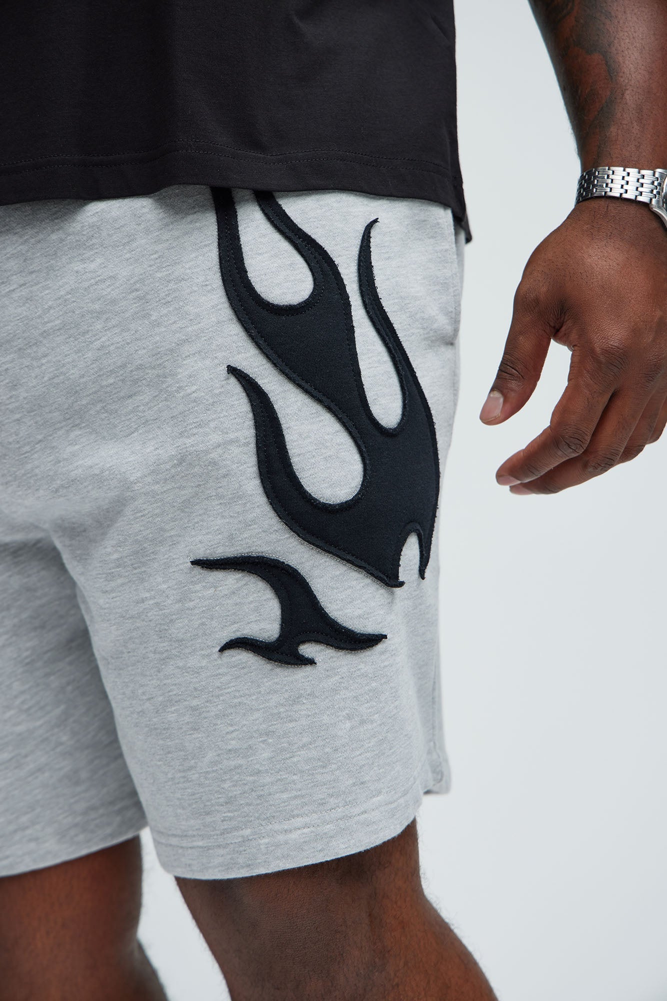 Flame Time Tyson Relaxed Shorts - Heather Grey