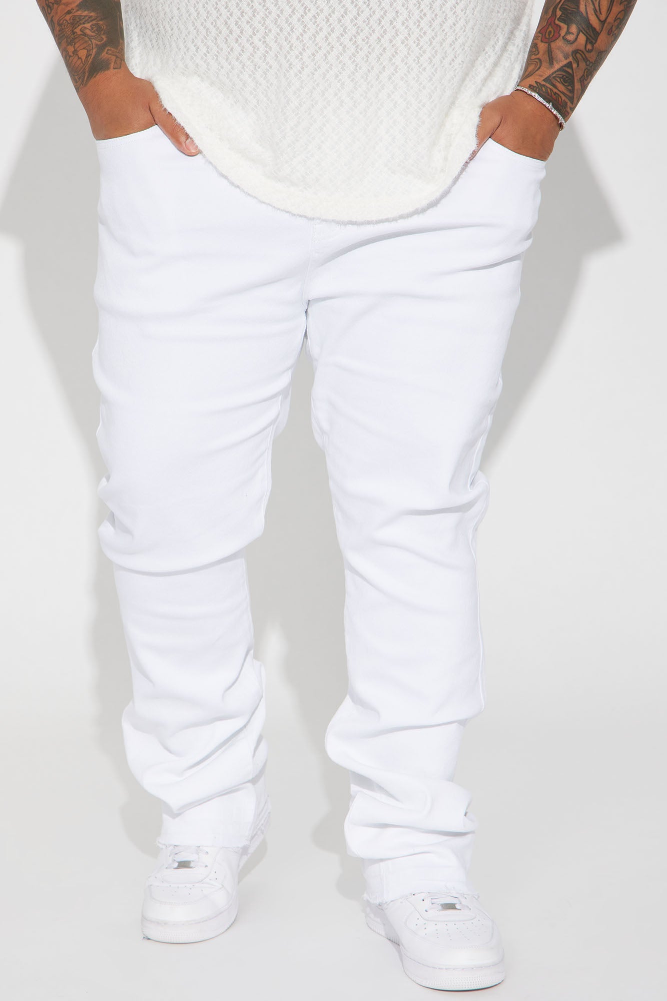 Cornell Stacked Skinny Flare Jeans - White