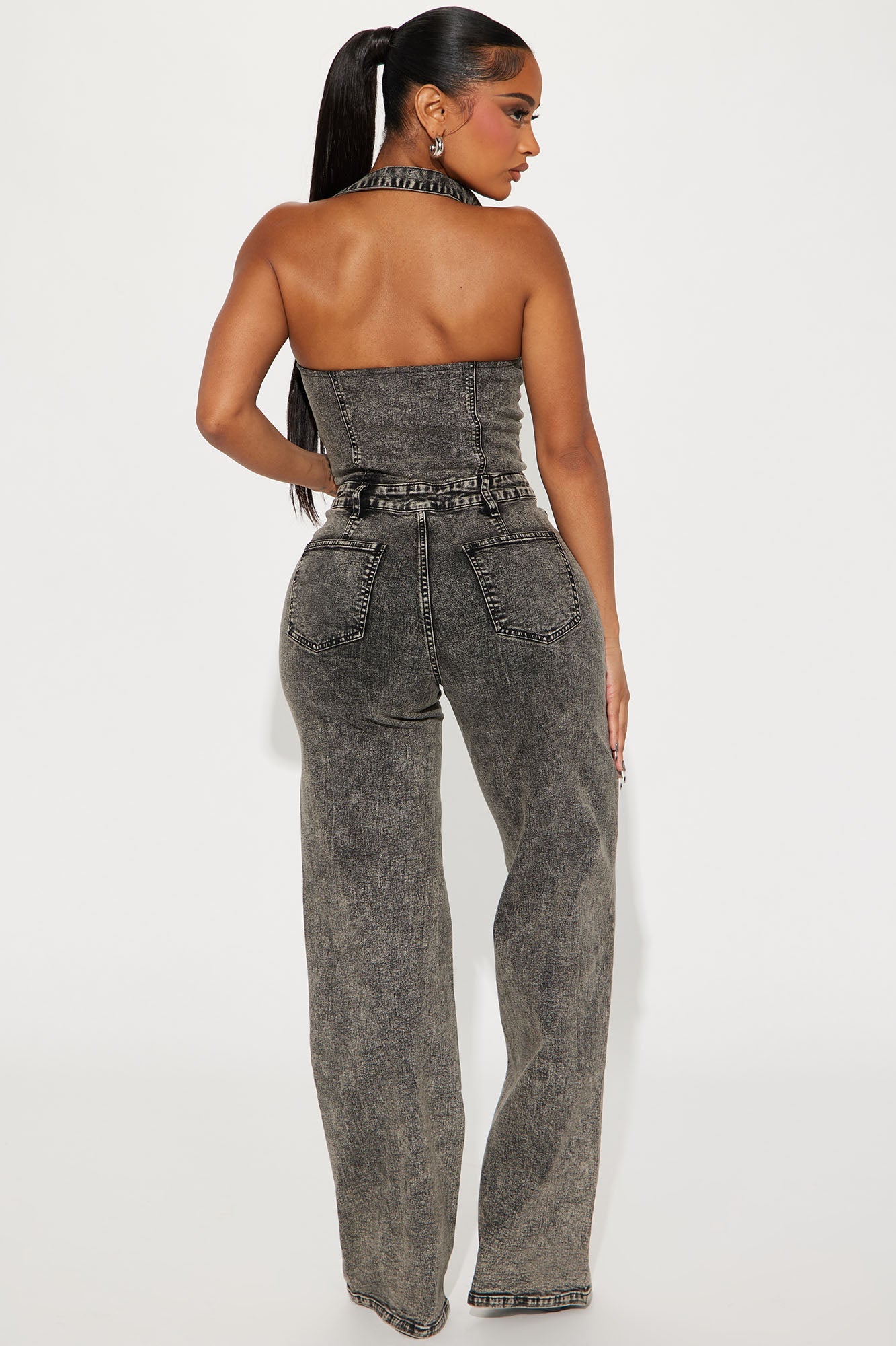 Stay Around Denim Jumpsuit - Black