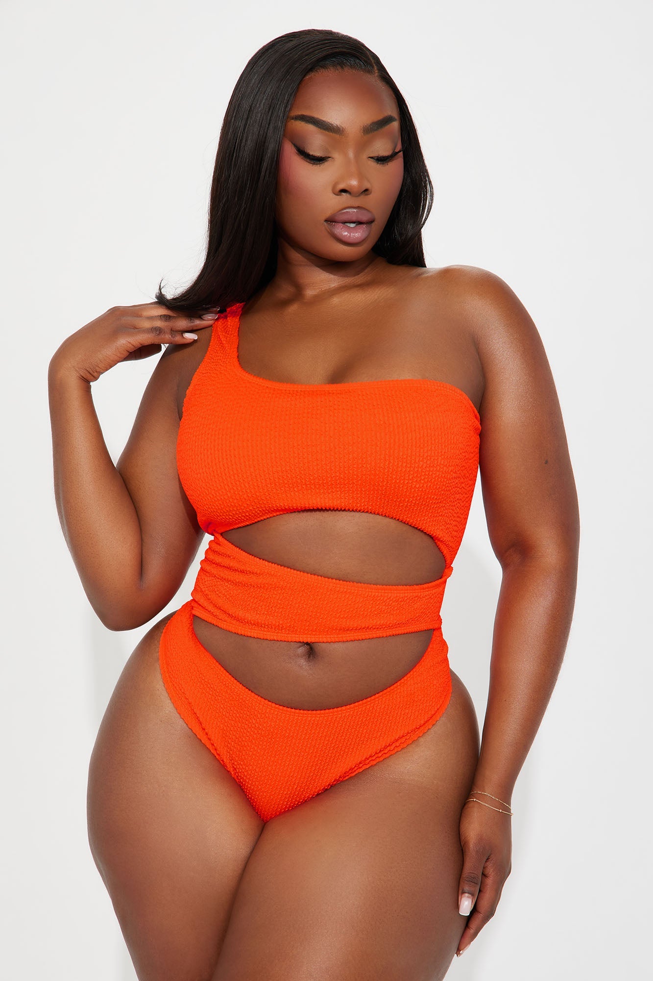 Alise One Shoulder Cutout 1 Piece Swimsuit - Orange