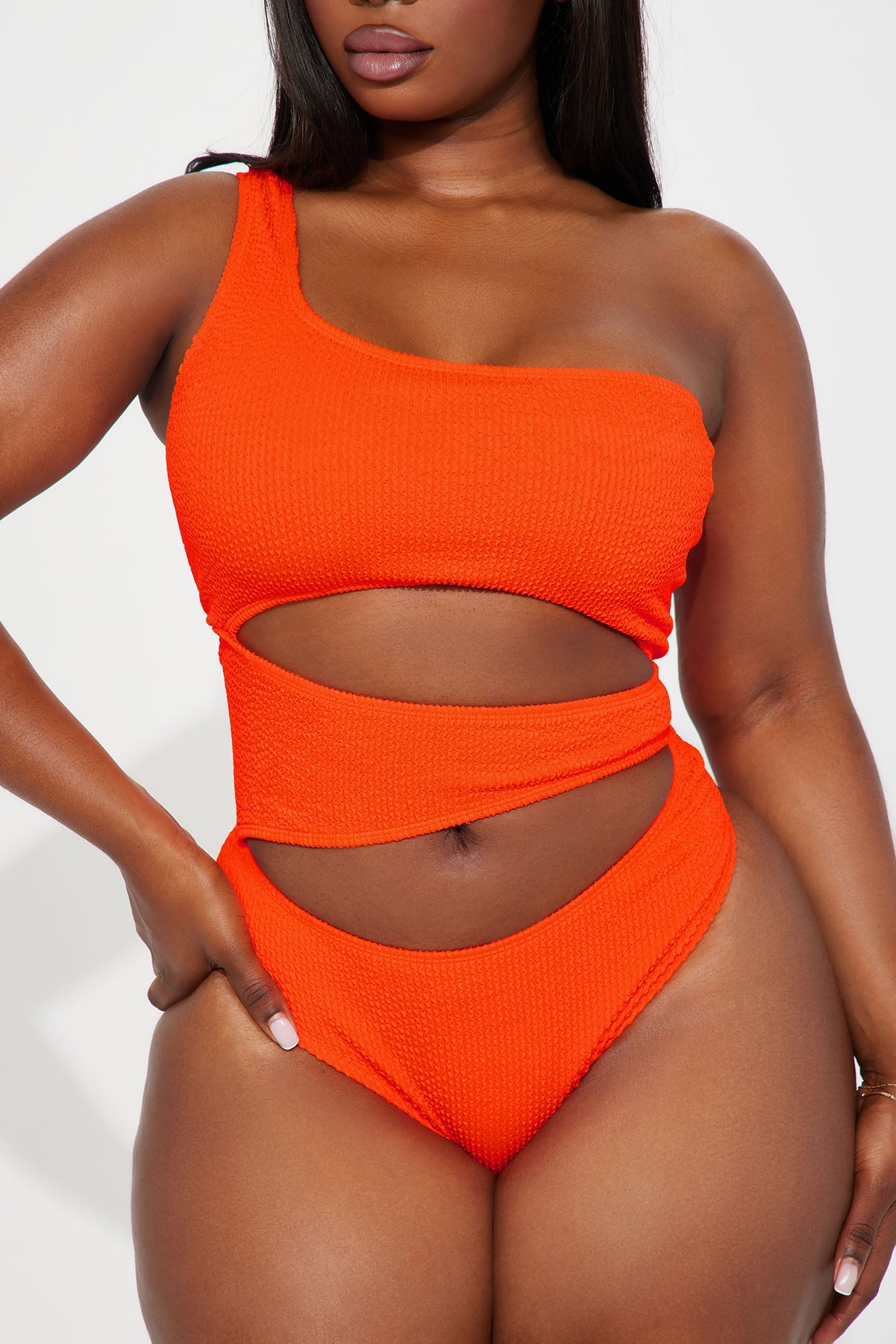 Alise One Shoulder Cutout 1 Piece Swimsuit - Orange