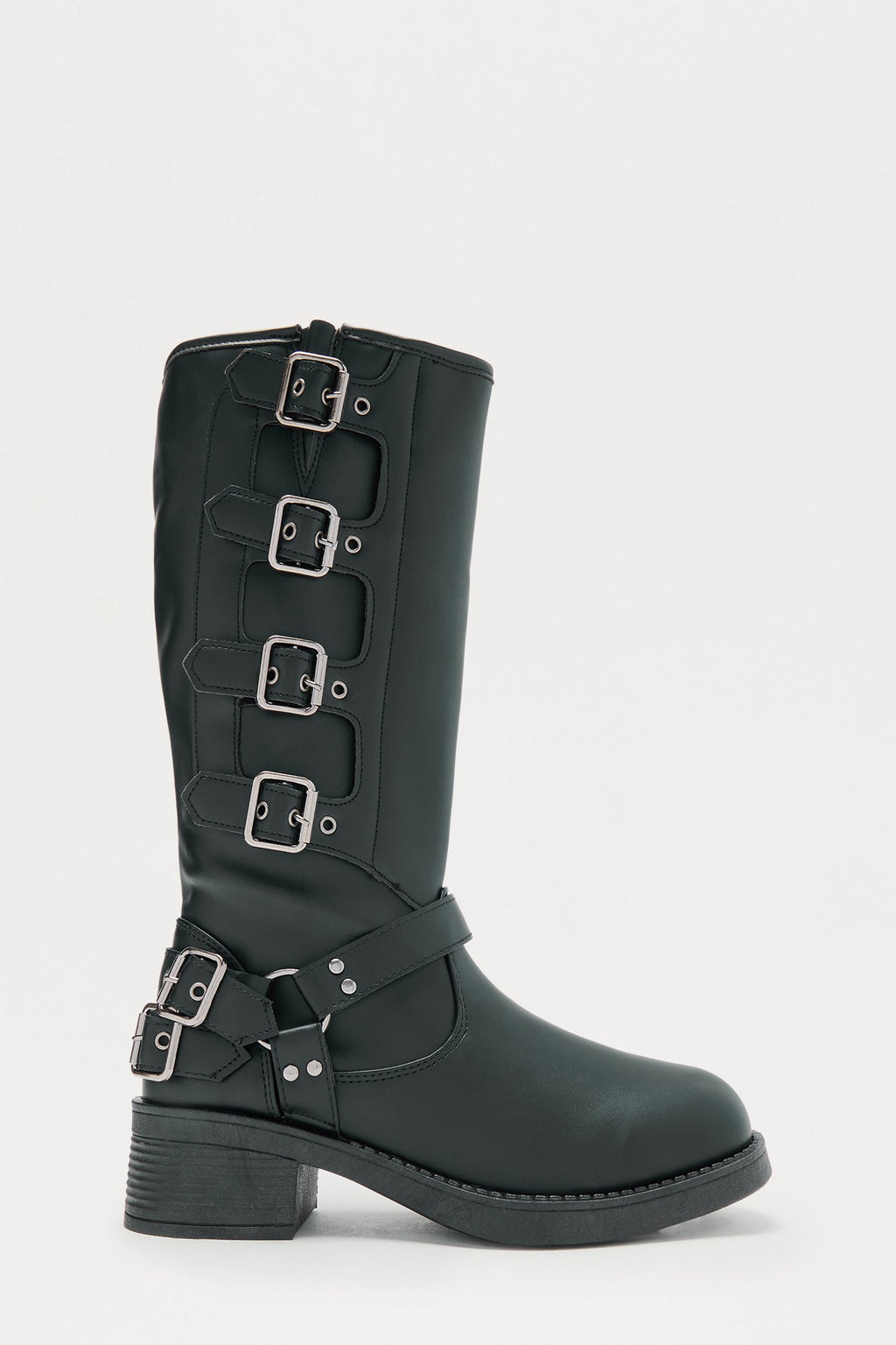 Alden Buckle Knee High Boots - Black