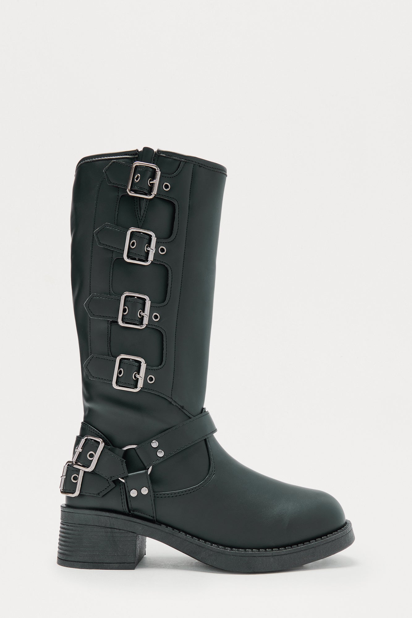 Alden Buckle Knee High Boots - Black