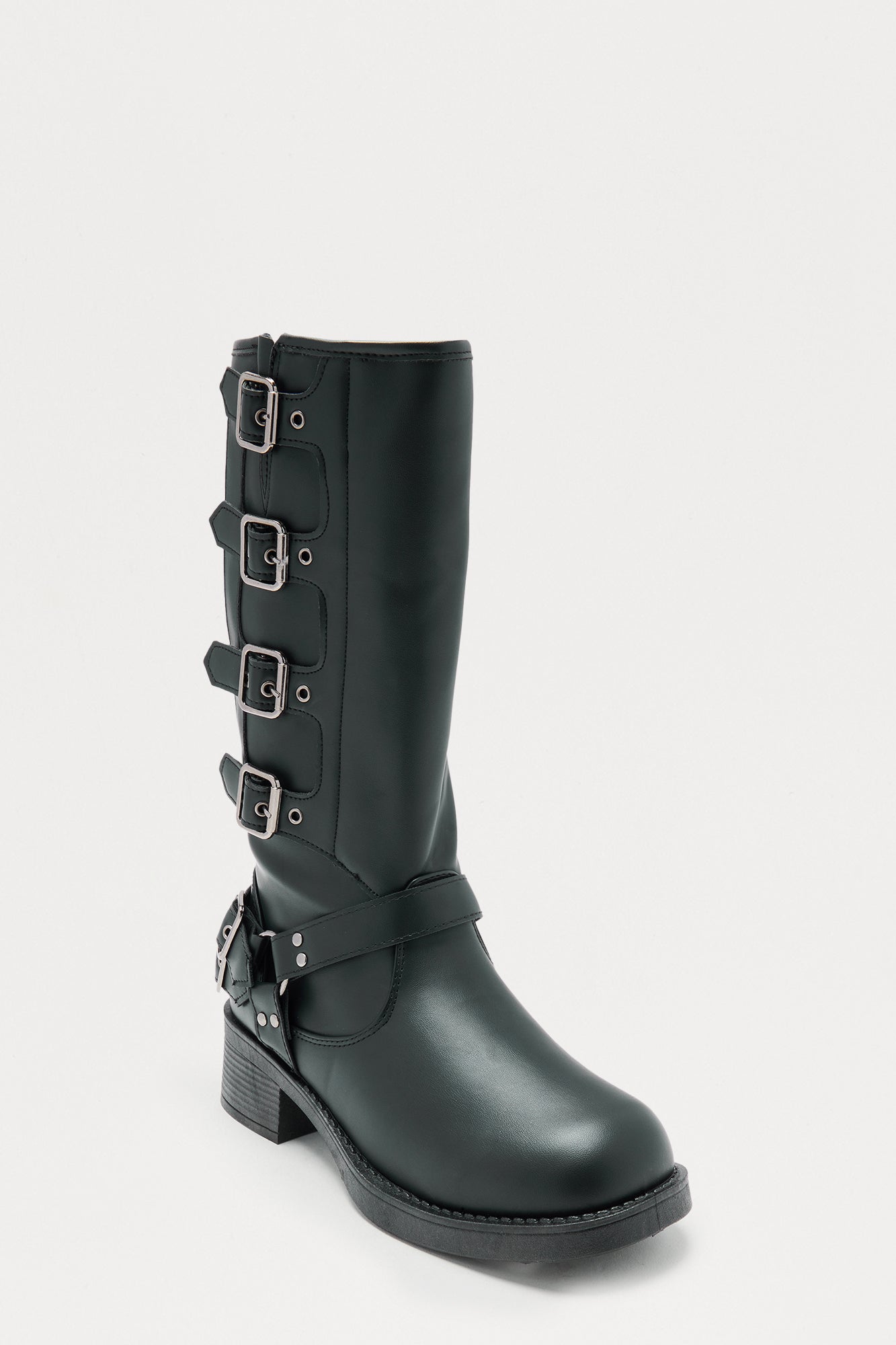 Alden Buckle Knee High Boots - Black