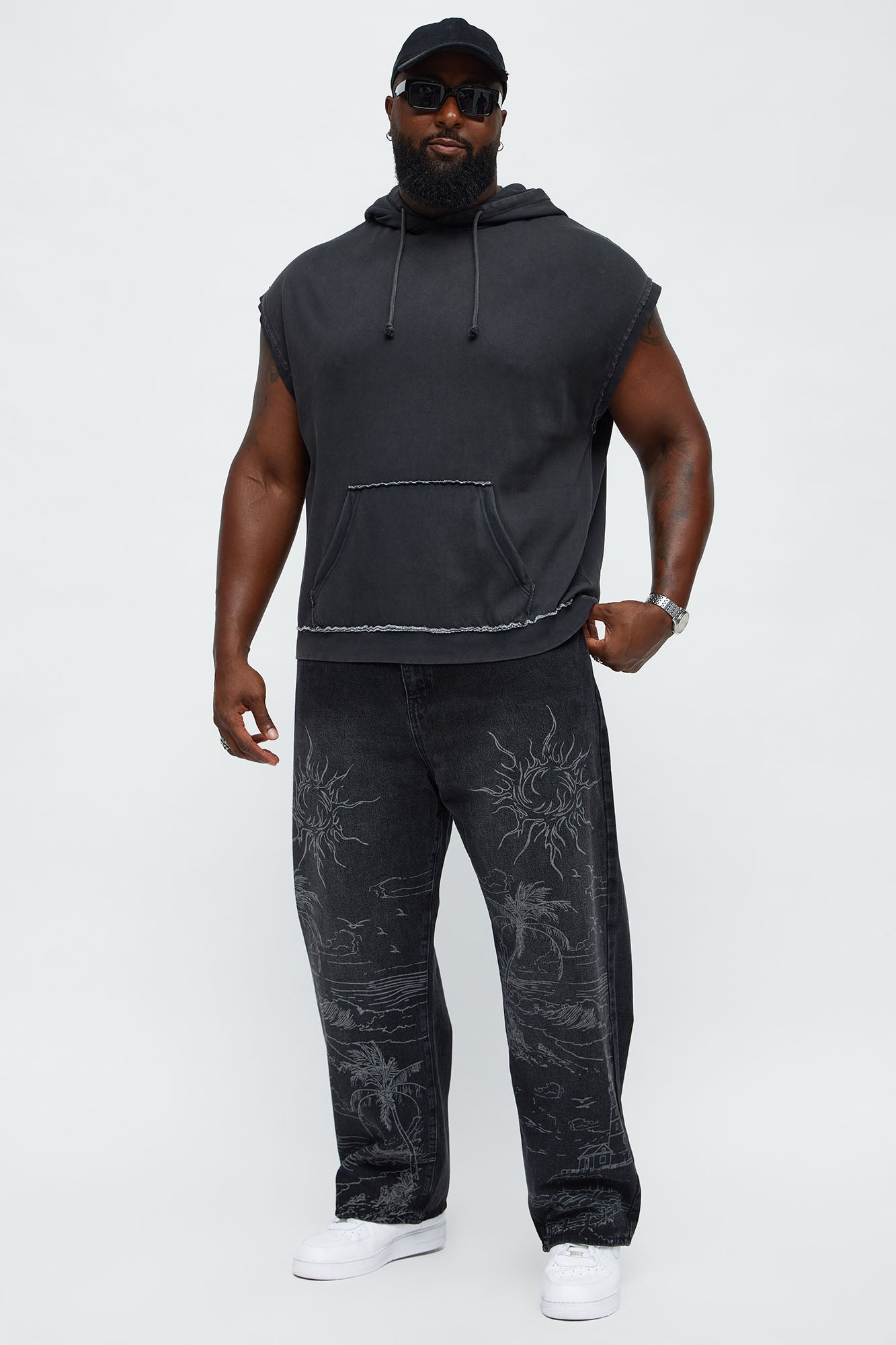 Baggy You Know The Vibes Be Chill Jeans - Black Wash