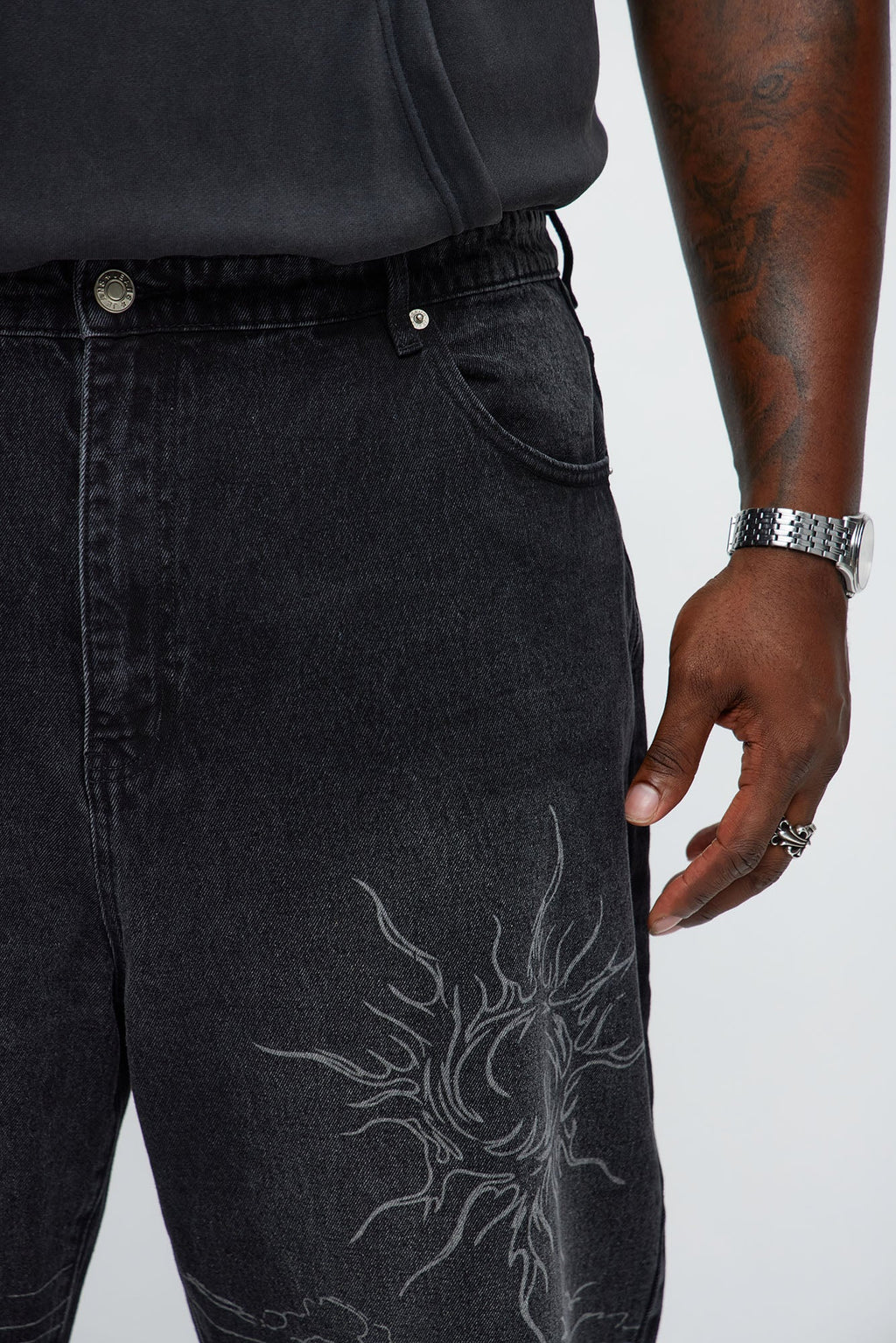 Baggy You Know The Vibes Be Chill Jeans - Black Wash