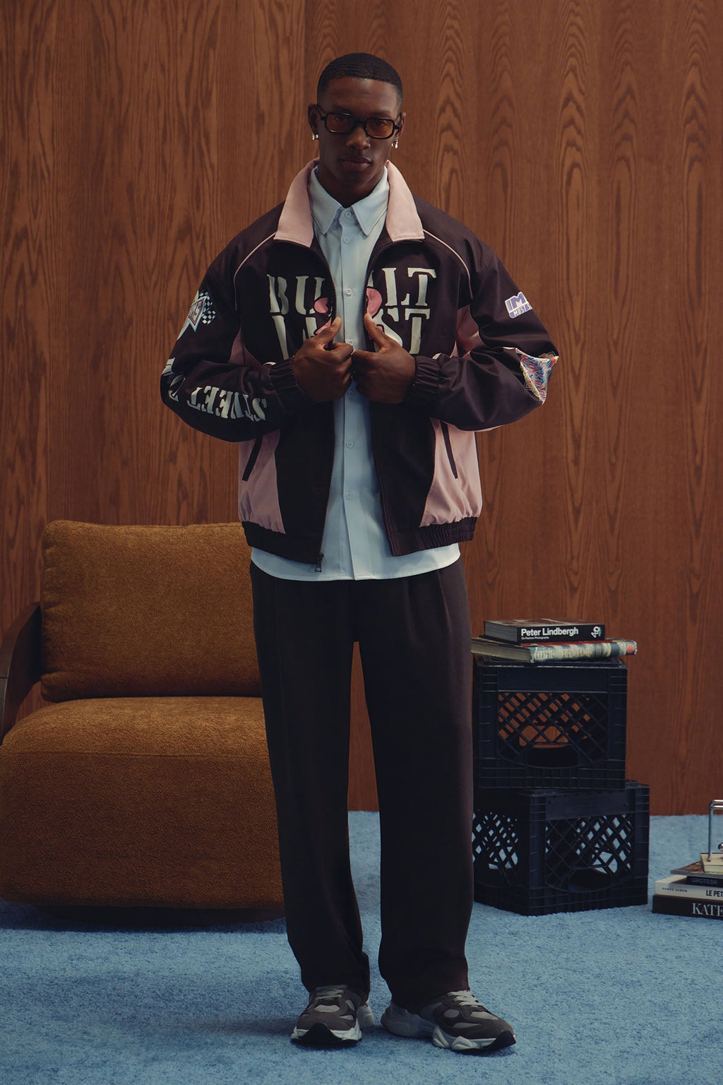 Block Hustle Piped Windbreaker - Brown/combo