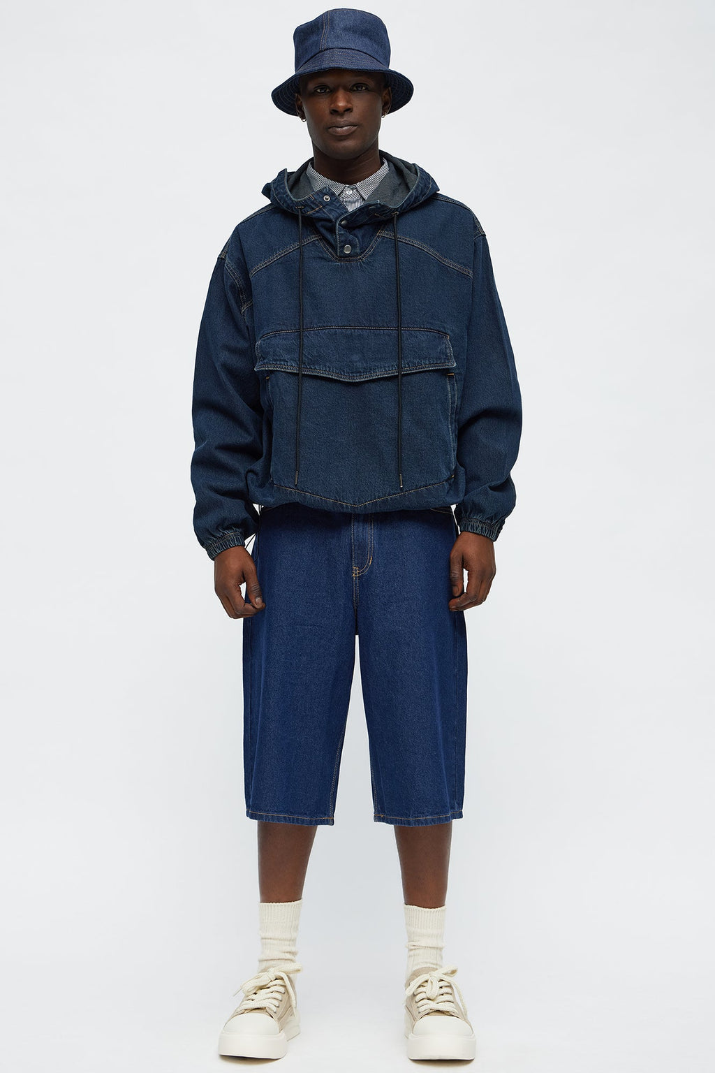 Oversized In My City Anorak Denim Jacket - Dark Wash