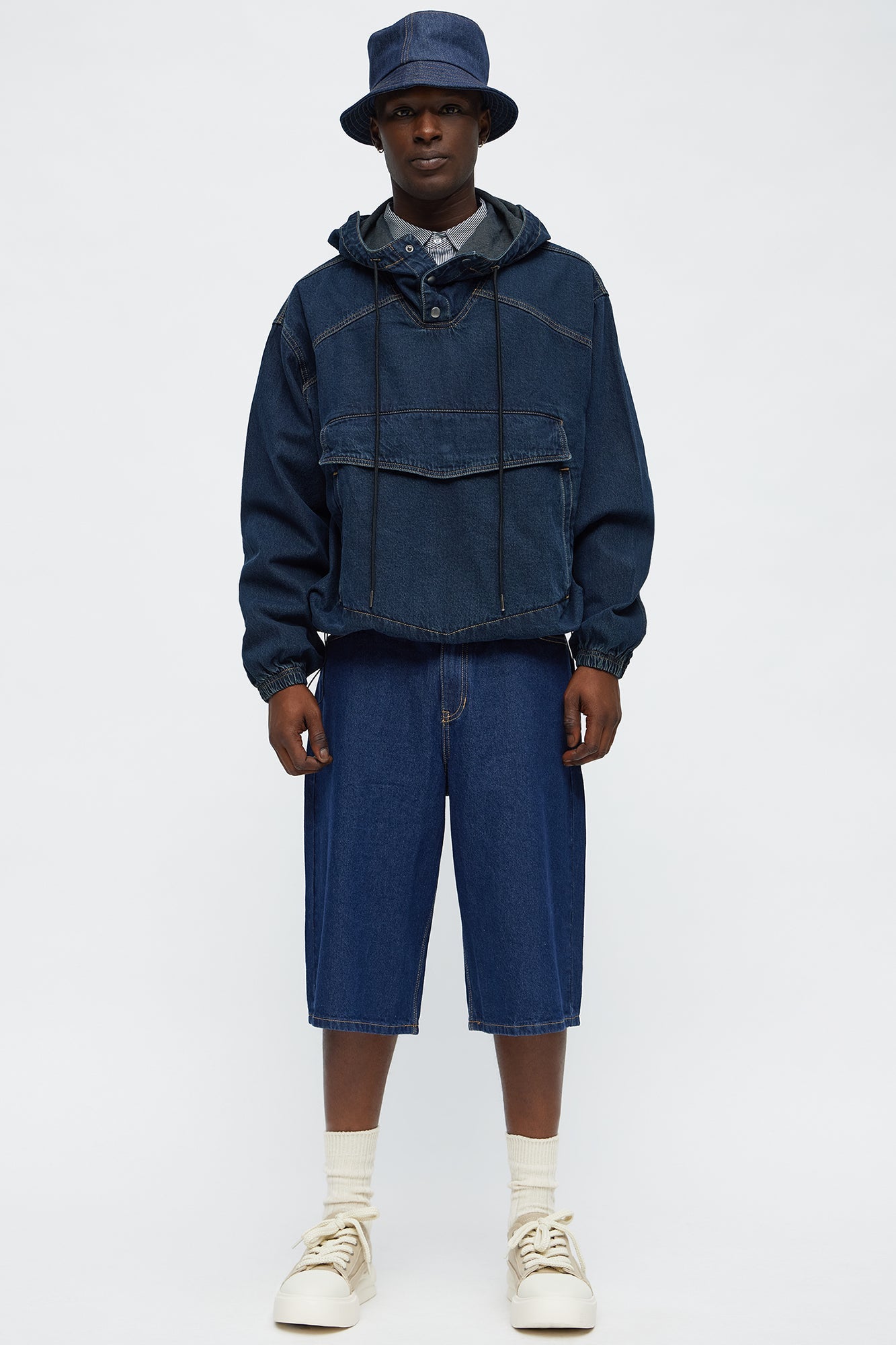 Oversized In My City Anorak Denim Jacket - Dark Wash