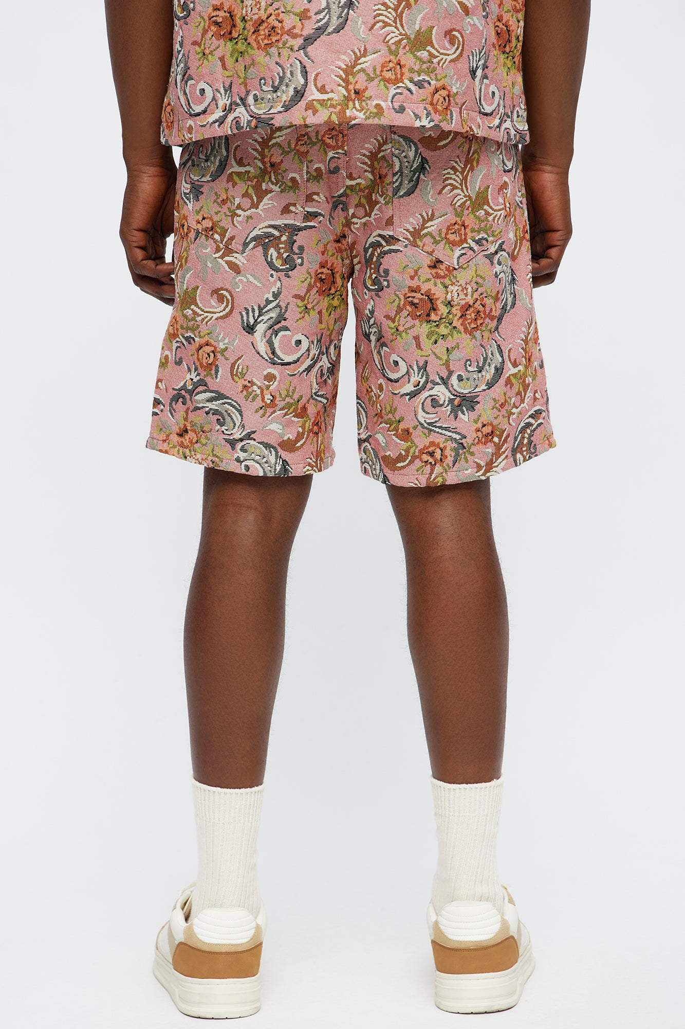 Relaxed Rose Pattern Tapestry Short  - Pink/combo