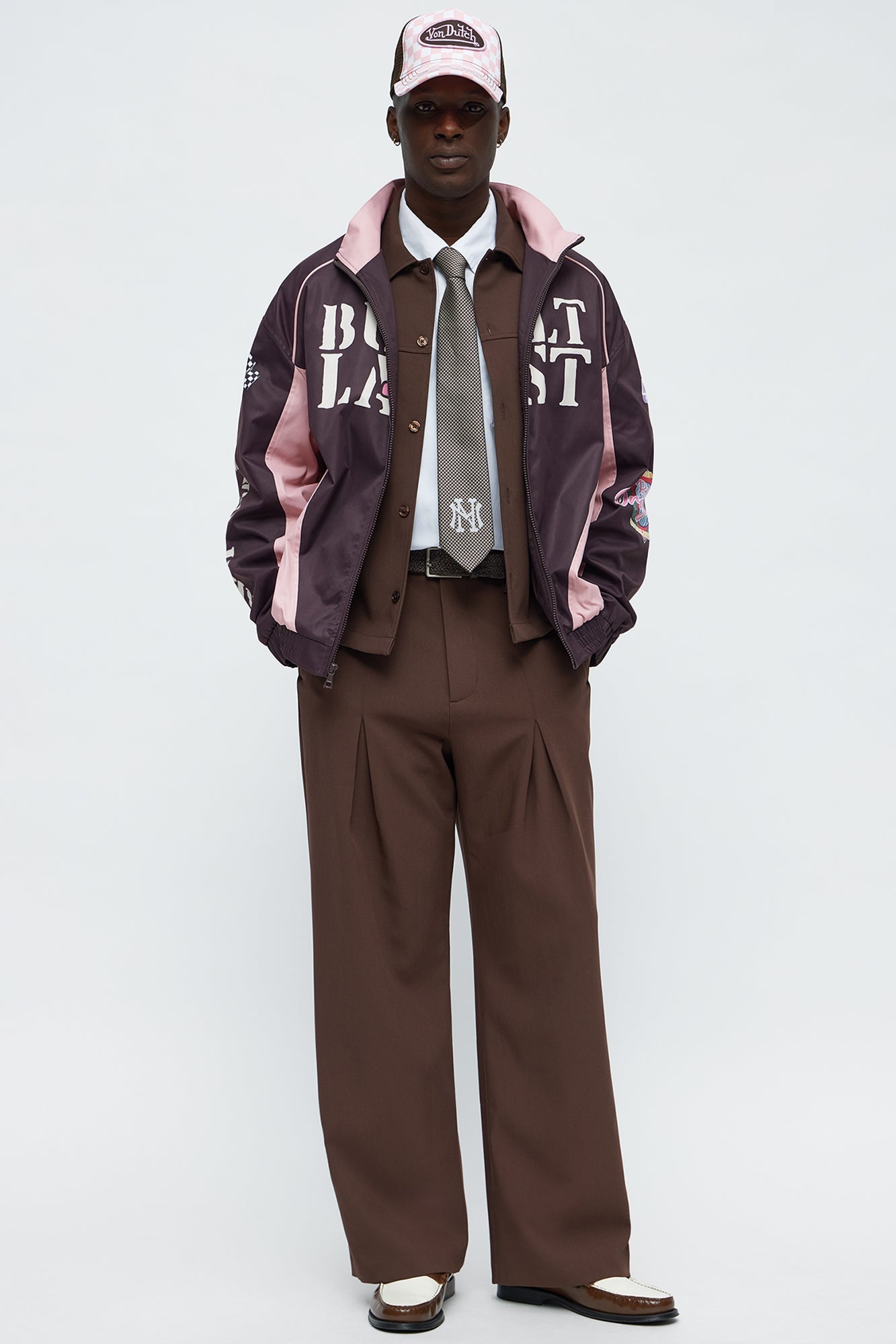 Block Hustle Piped Windbreaker - Brown/combo