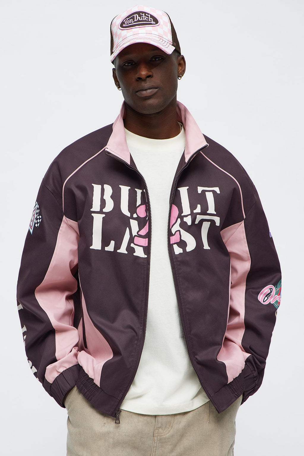 Block Hustle Piped Windbreaker - Brown/combo