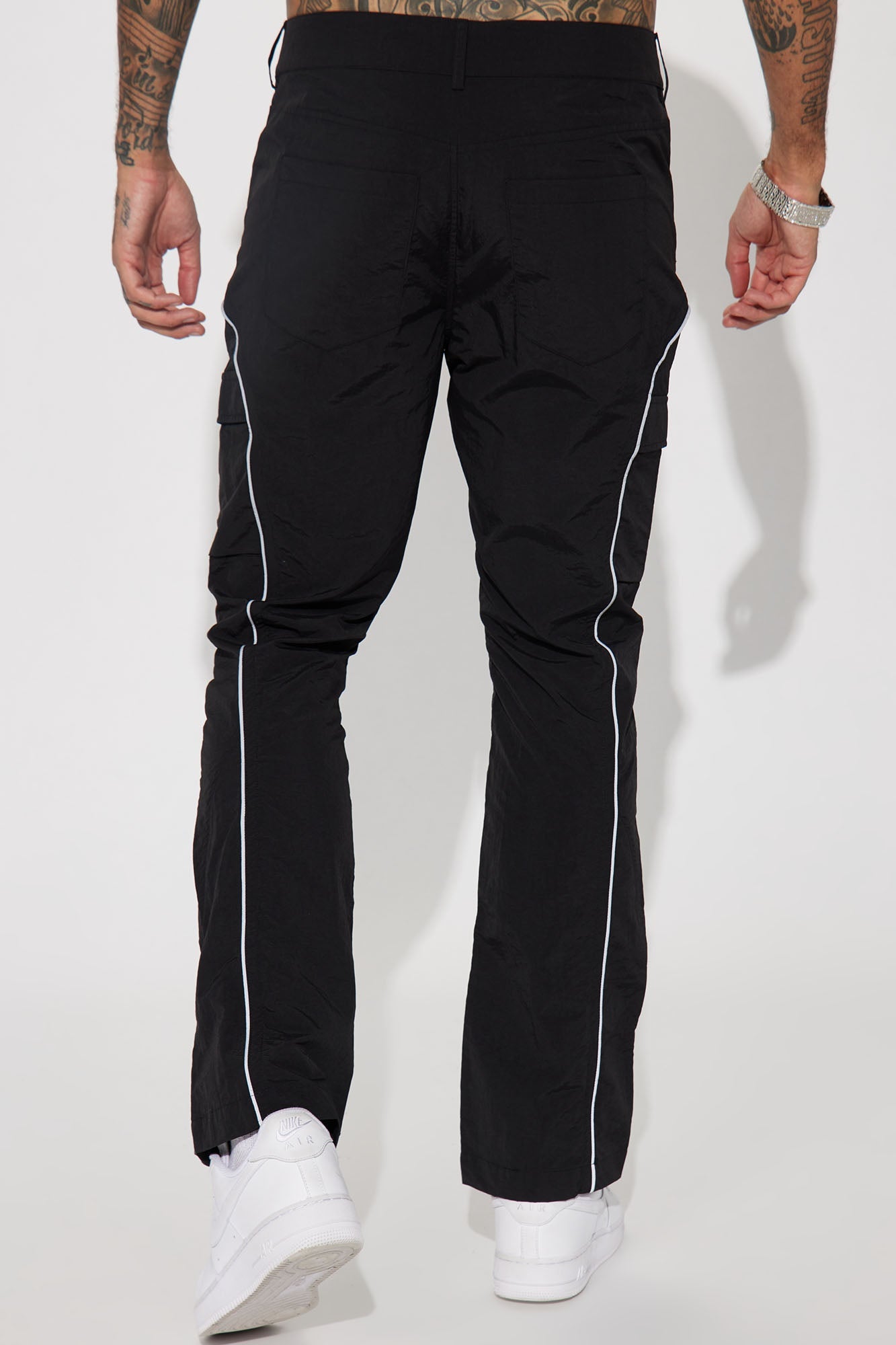 Shake It Down Nylon Stacked Slim Flare Pants - Black