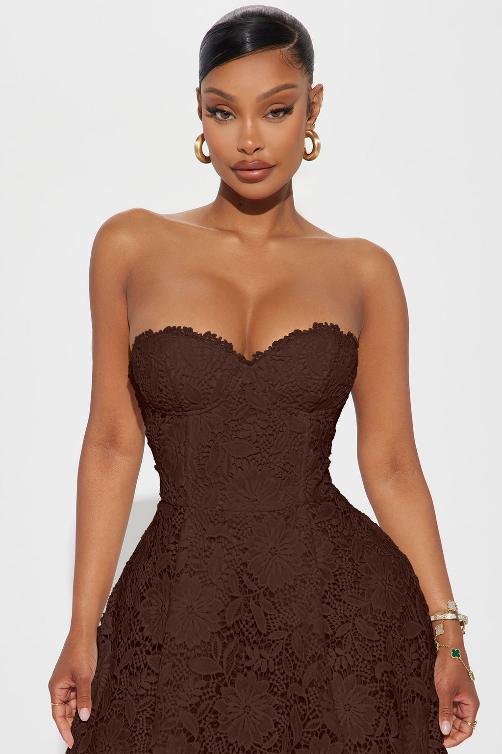 Isn't She Lovely Lace Midi Dress - Chocolate