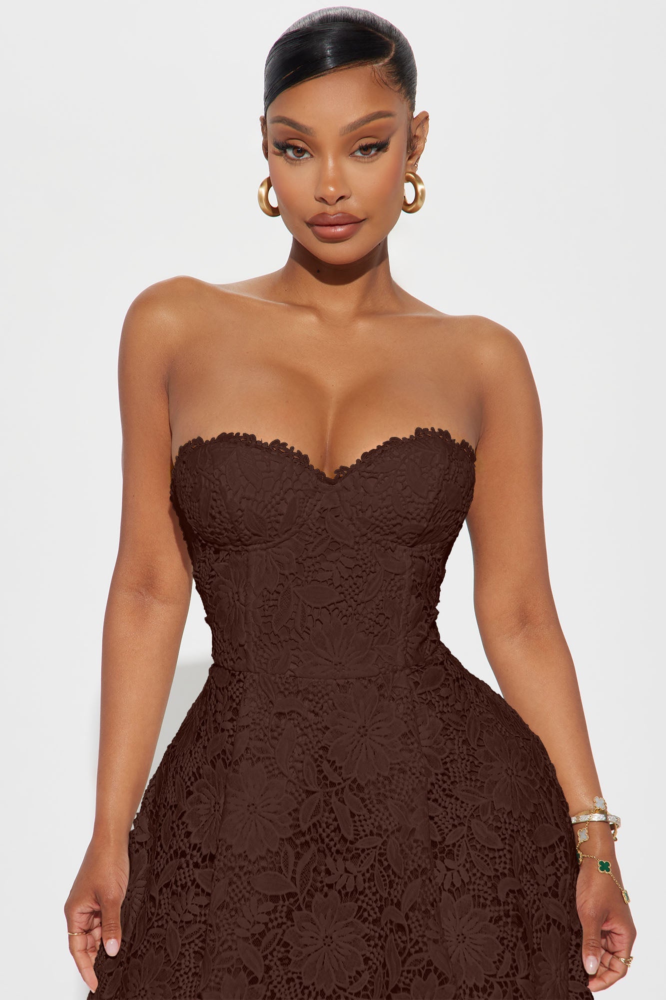 Isn't She Lovely Lace Midi Dress - Chocolate