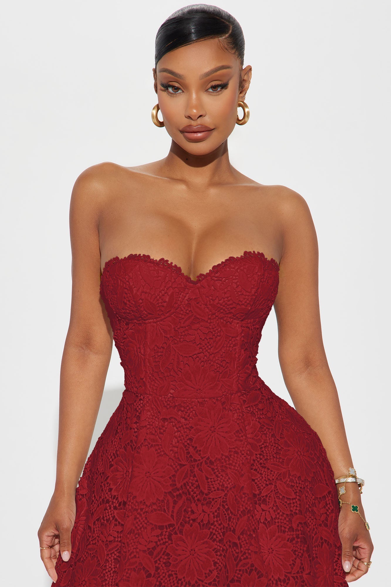 Isn't She Lovely Lace Midi Dress - Red
