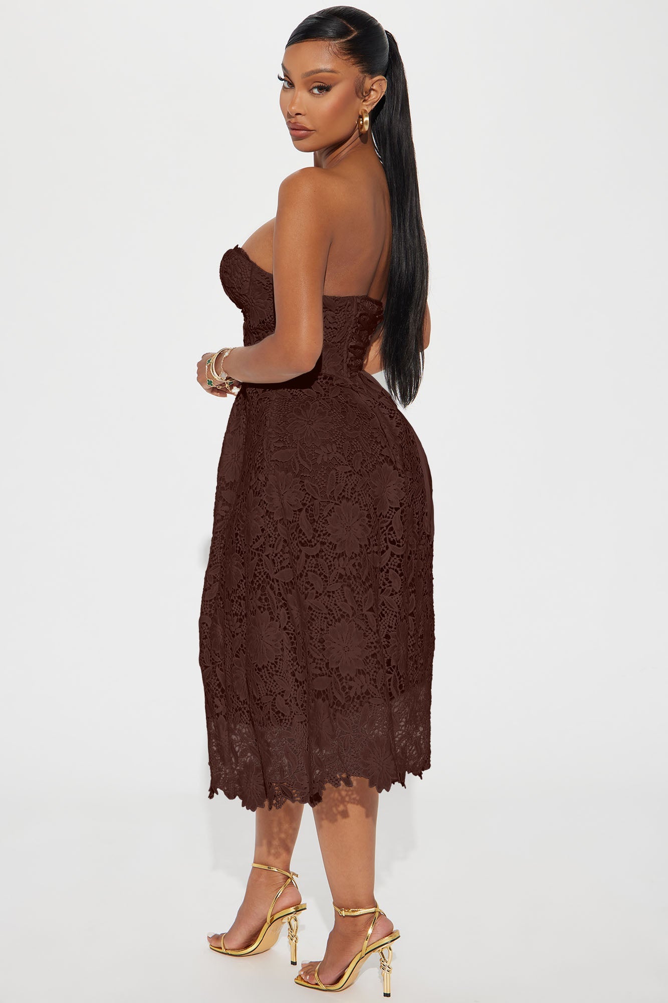 Isn't She Lovely Lace Midi Dress - Chocolate