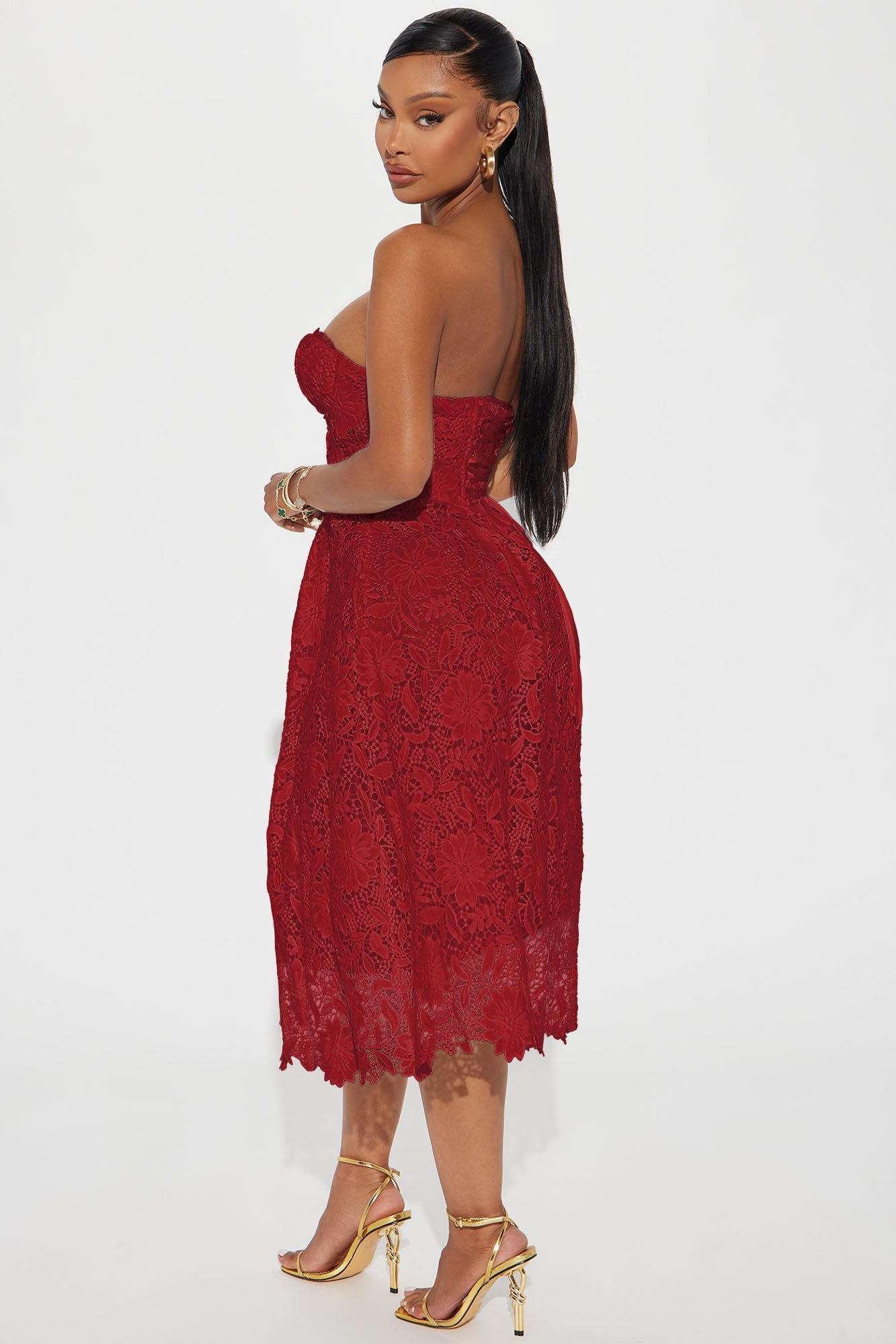 Isn't She Lovely Lace Midi Dress - Red