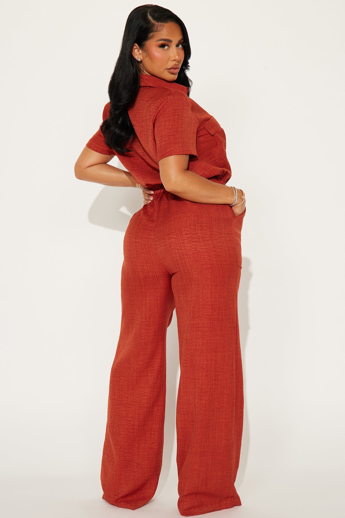 Come Find Me Linen Jumpsuit - Rust