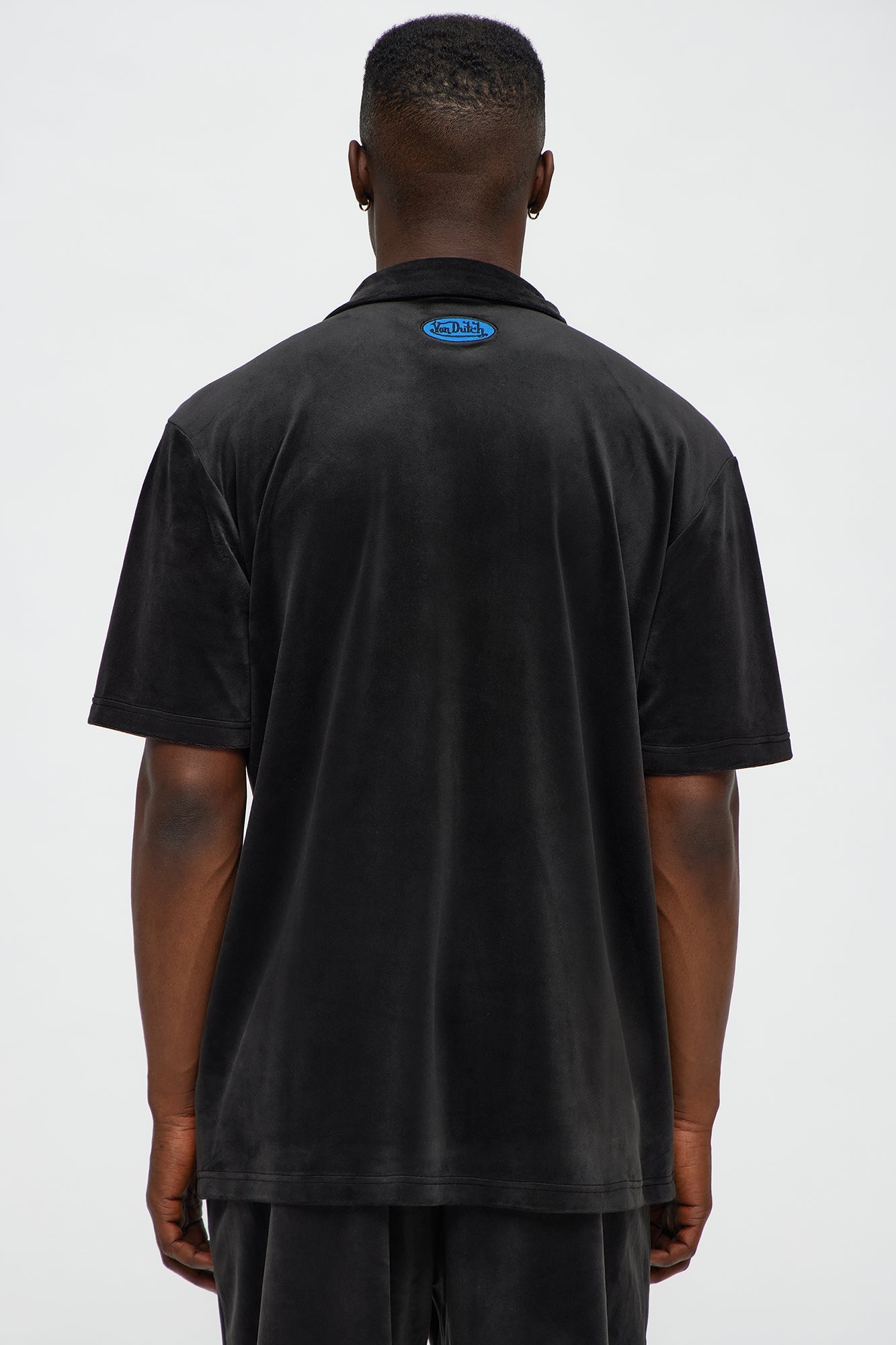 Von Dutch Regular Fit Side Logo Velour Shirt - Black